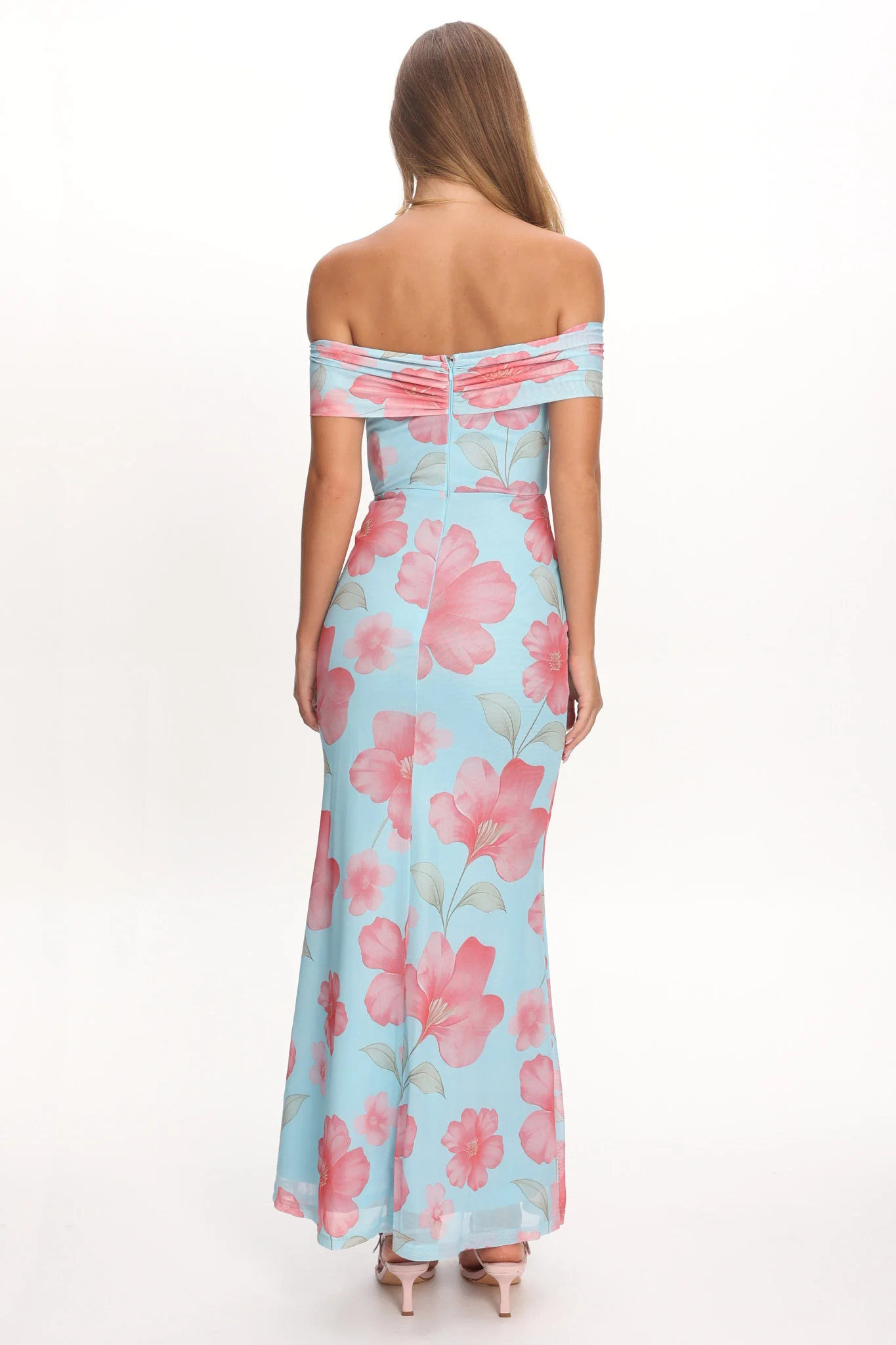 Tilda Off-Shoulder Maxi Dress Floral Blue - Image 2