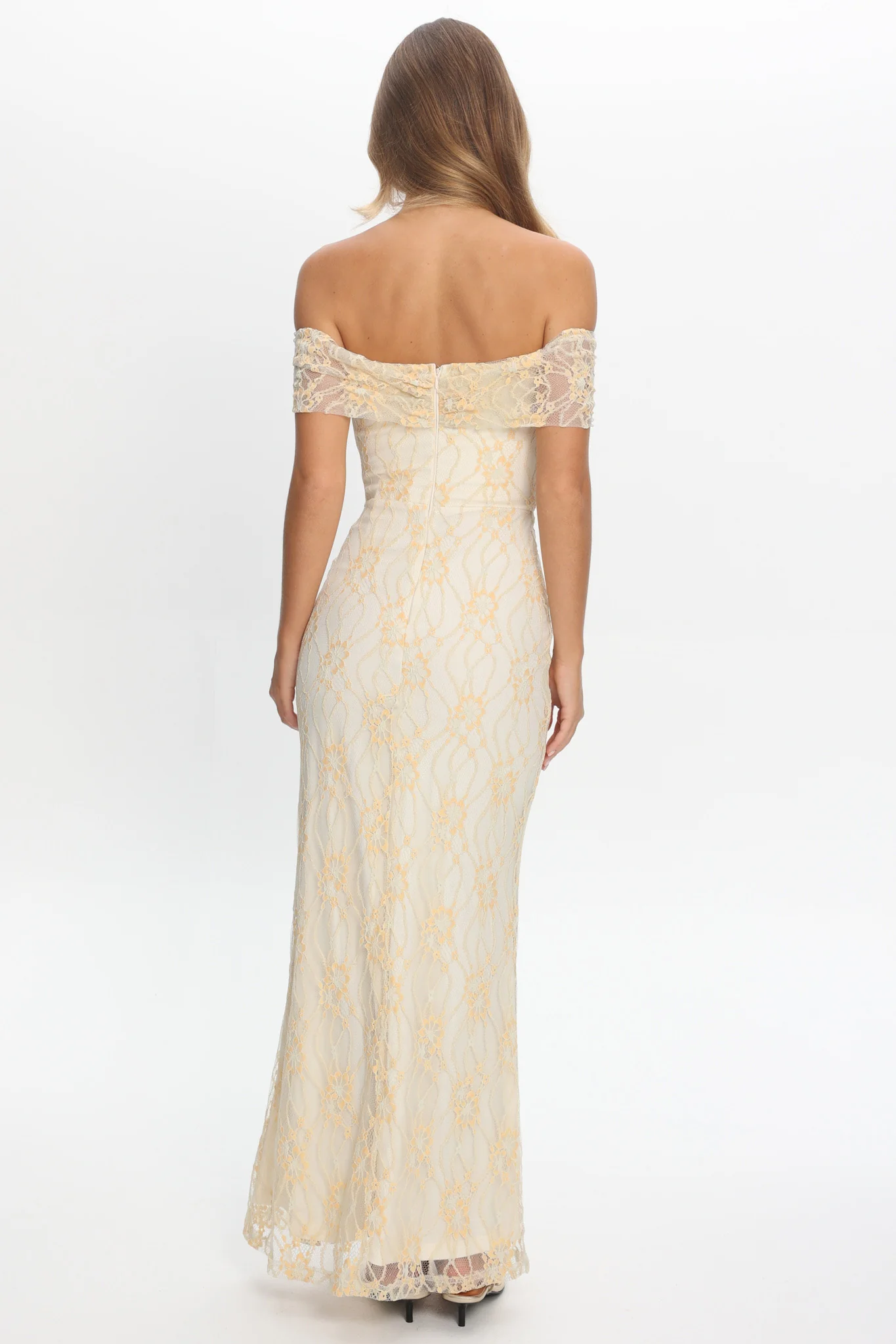 Tilda Off-Shoulder Maxi Dress Lace Butter - Image 2