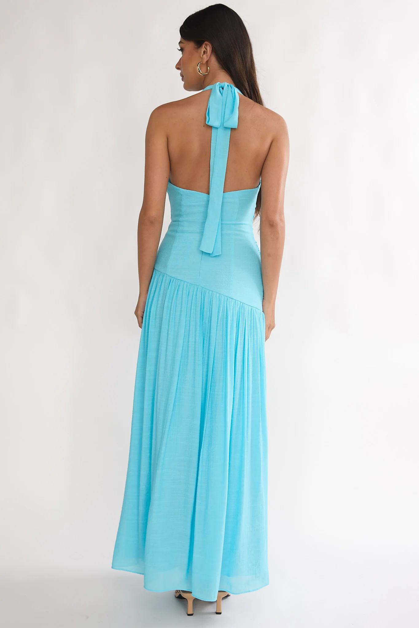 To The Sky Halterneck Maxi Dress Aqua - Image 3