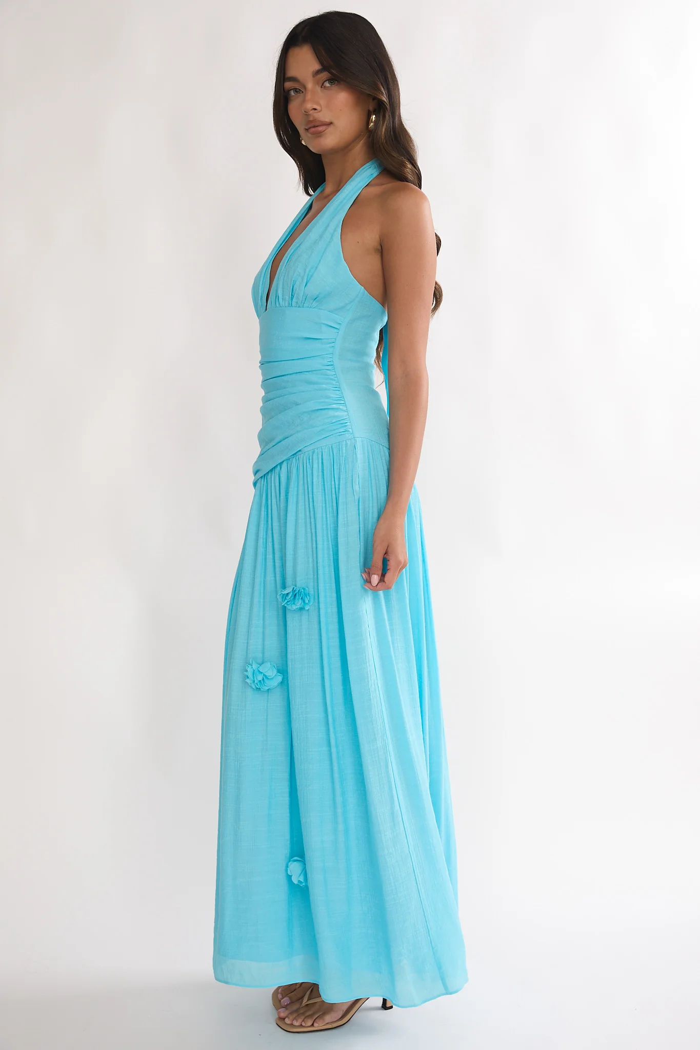 To The Sky Halterneck Maxi Dress Aqua - Image 6