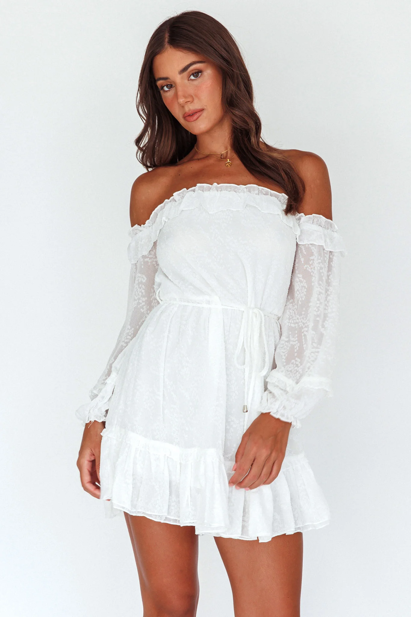 Tracee Bardot Lace Mini Dress White - Image 6