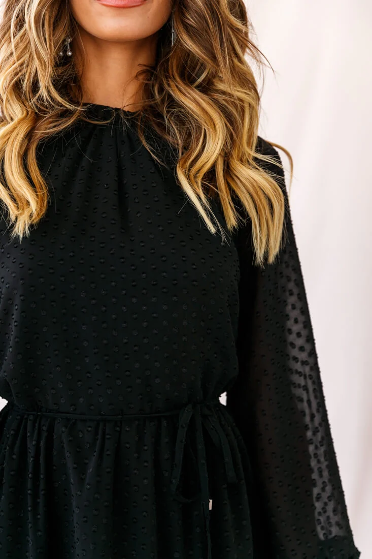 Tracee Open Black Ruffled Hemline Dress Black Tall - Image 5