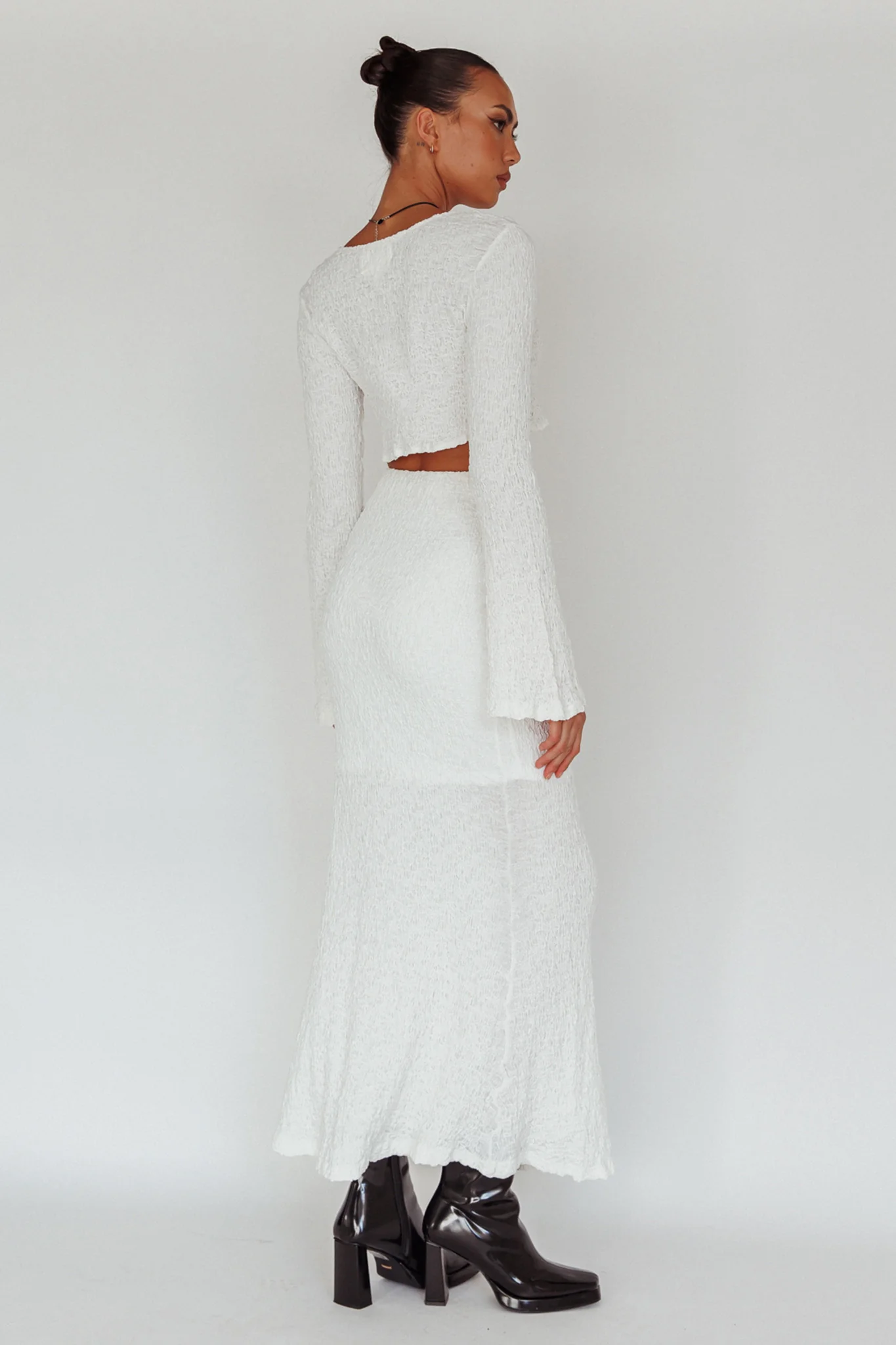 Treasures Textured Midi Skirt White - Image 2