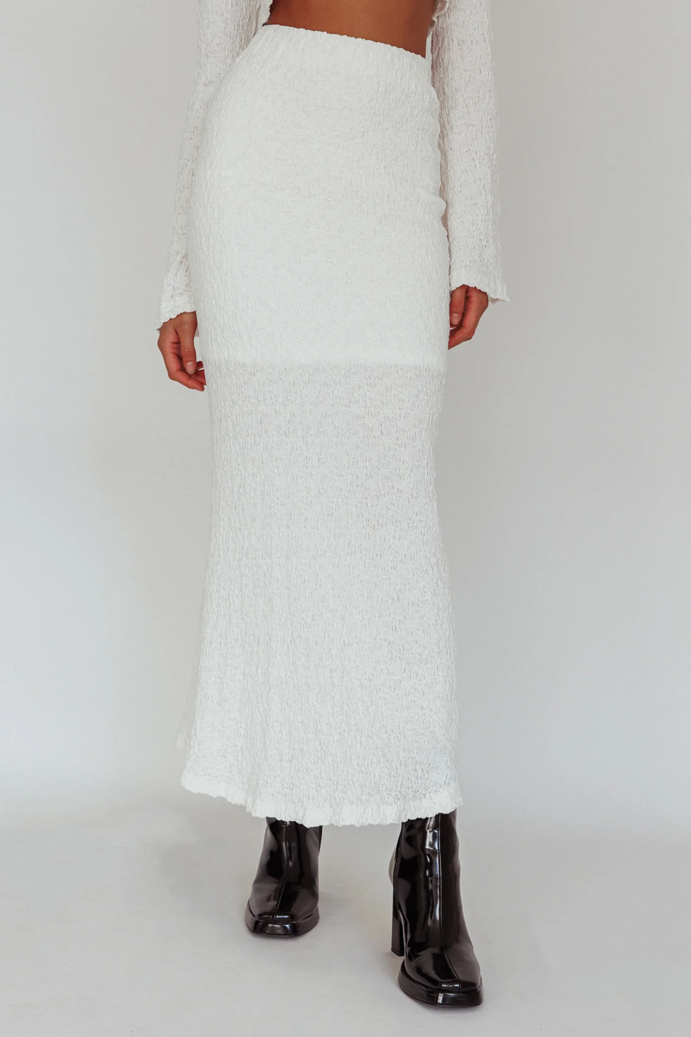 Treasures Textured Midi Skirt White - Image 4
