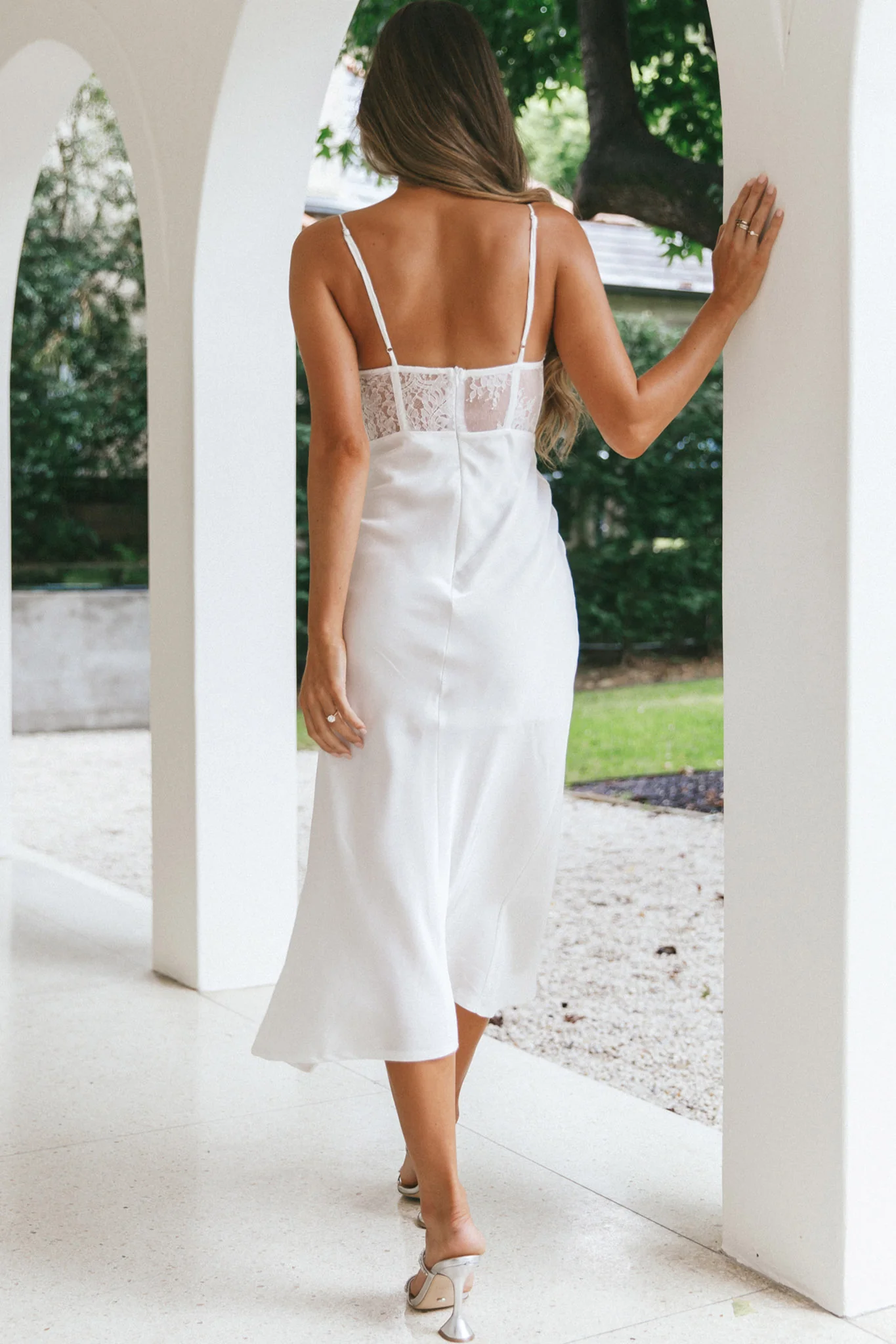 Trophy Lace Bodice Midi Dress Ivory - Image 3