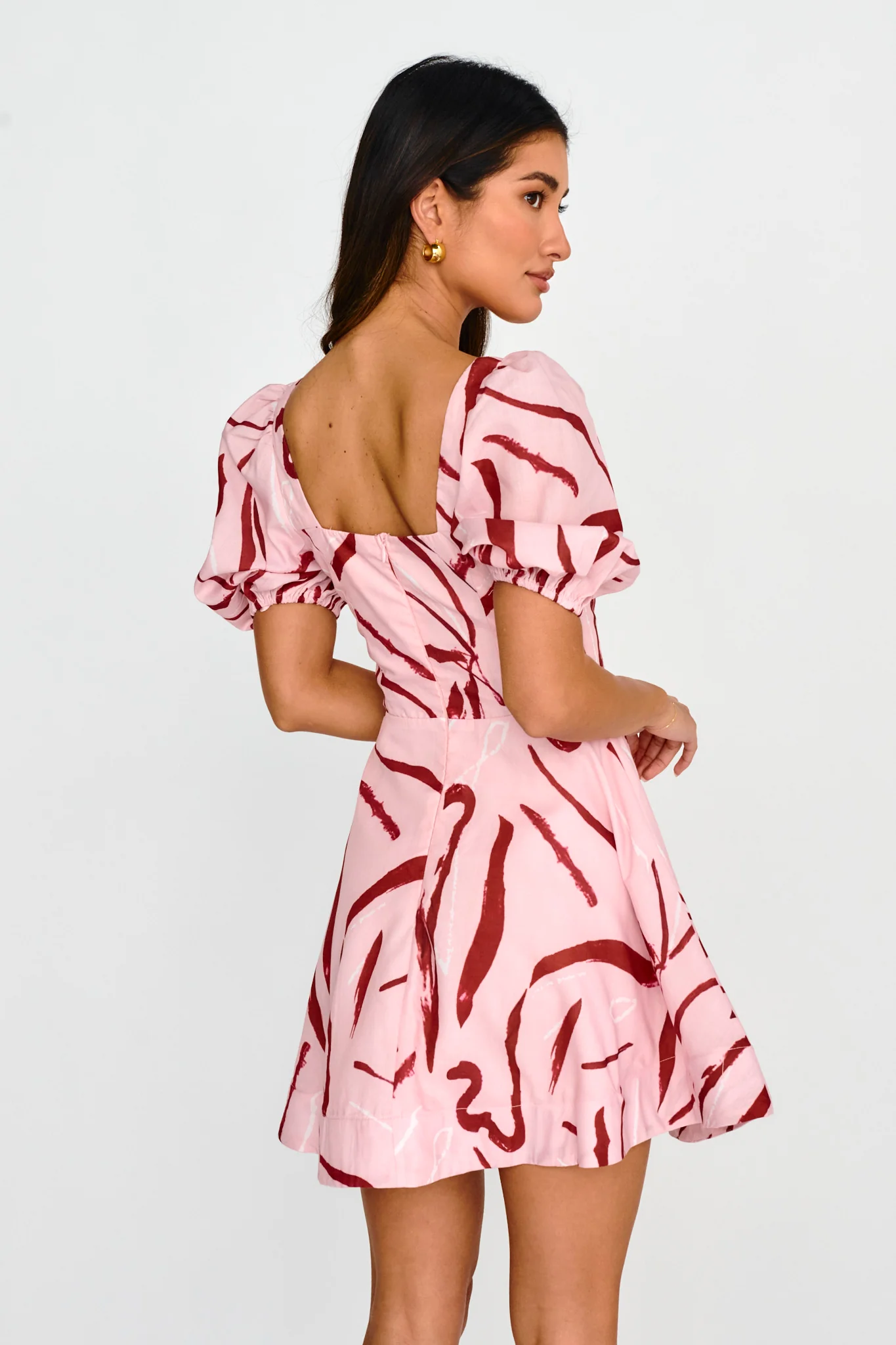 Truelove Puff Sleeve A-Line Mini Dress Pink - Image 2