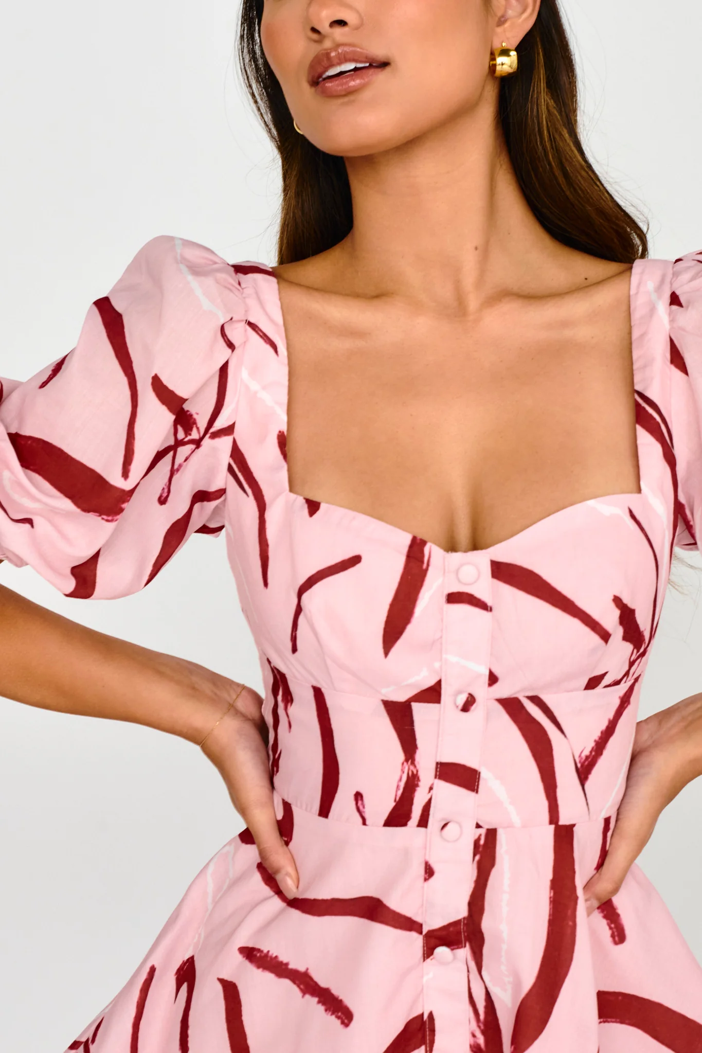 Truelove Puff Sleeve A-Line Mini Dress Pink - Image 4