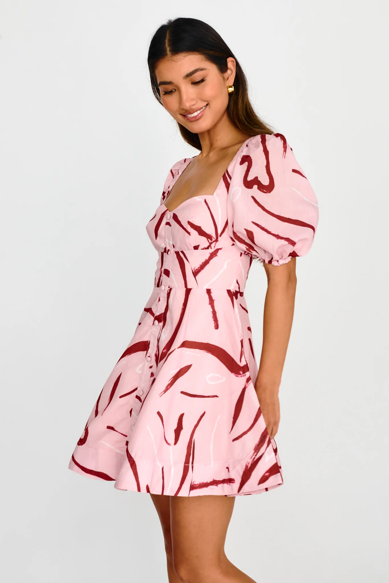 Truelove Puff Sleeve A-Line Mini Dress Pink - Image 5