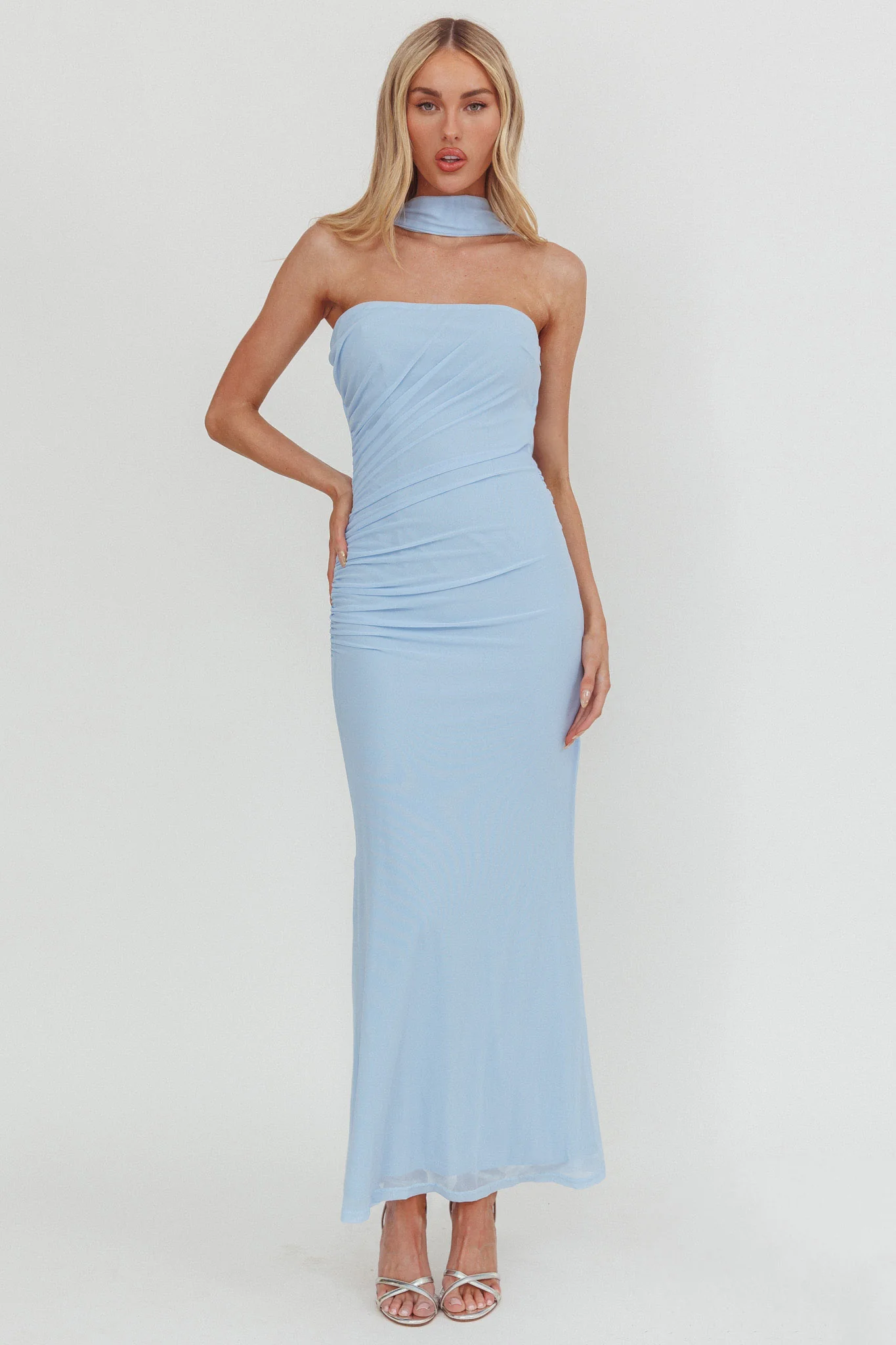 Truth Be Told Reverse Halter Maxi Dress Blue - Image 5