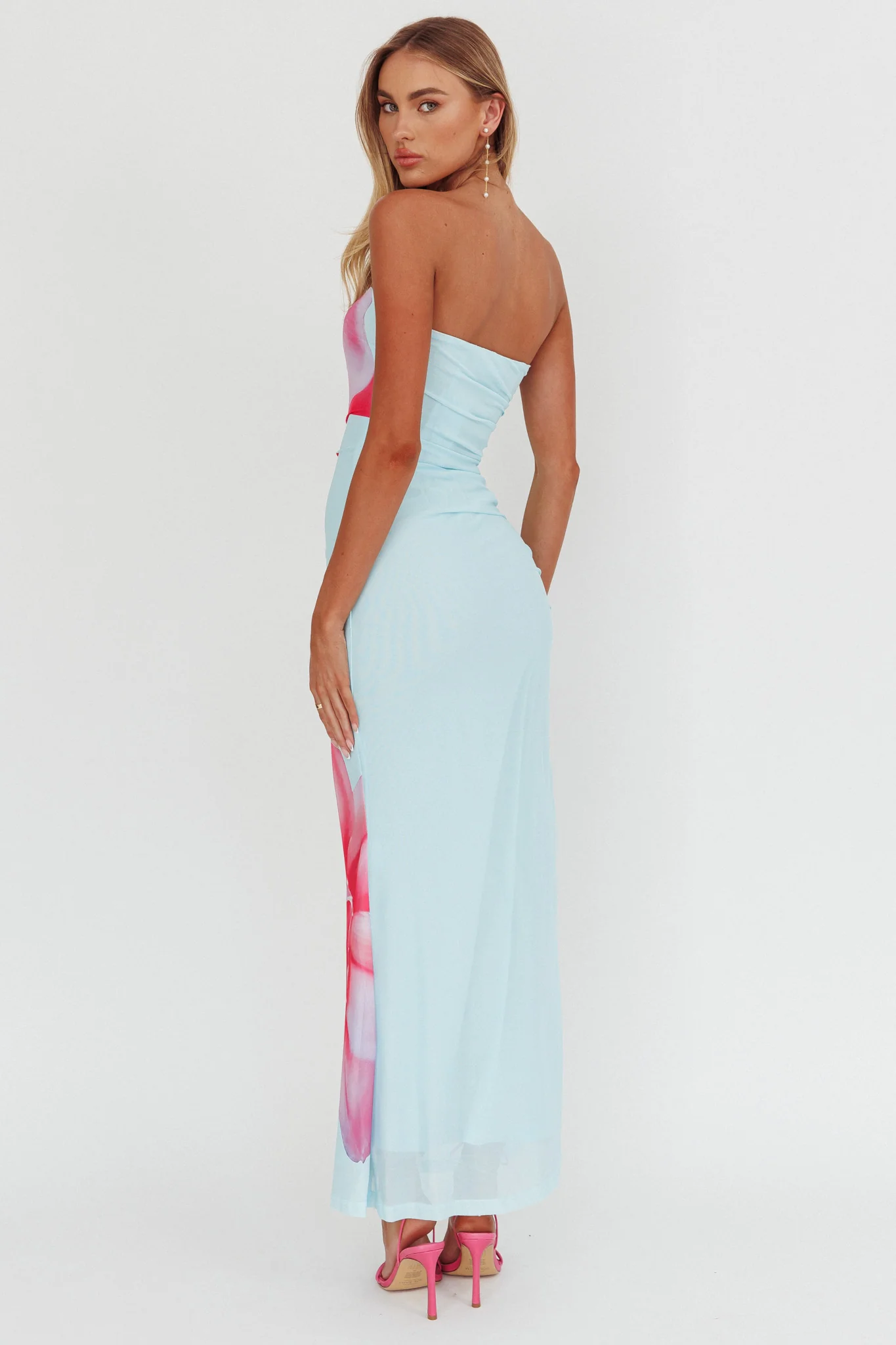 Truth Be Told Strapless Maxi Dress Blue - Image 3