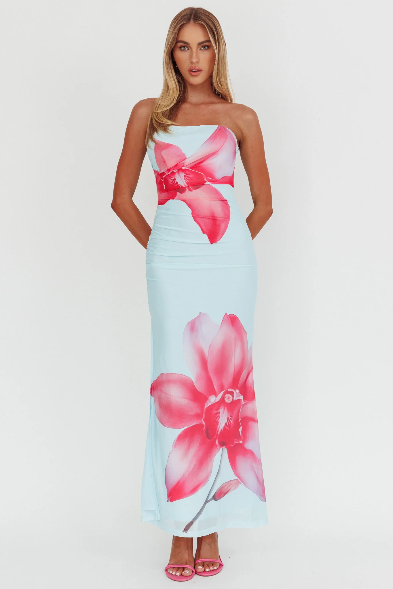 Truth Be Told Strapless Maxi Dress Blue - Image 5