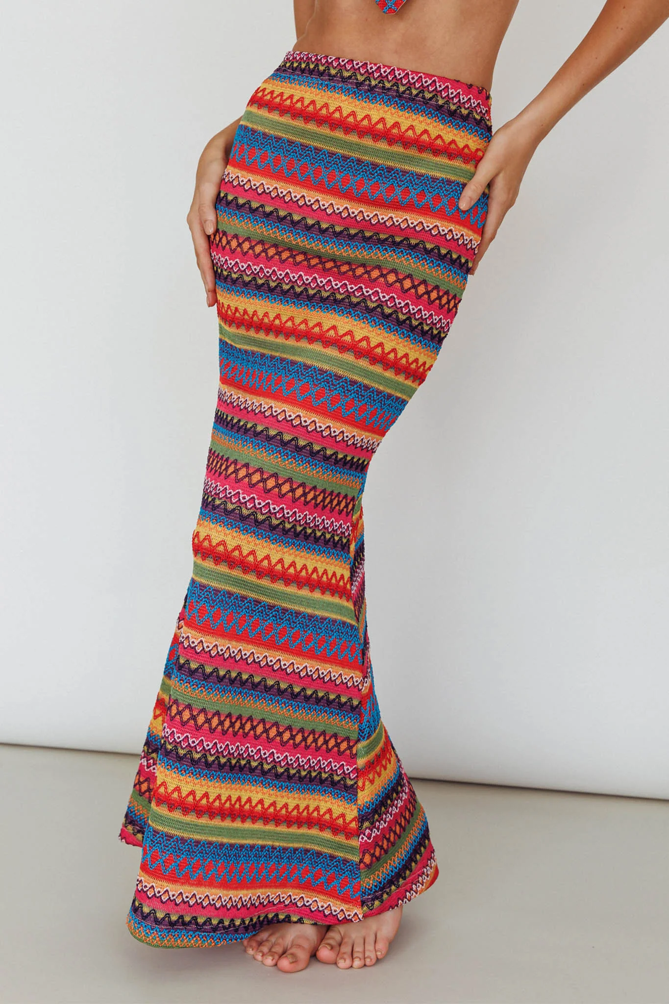 Tulum Knit Midi Skirt Pink Multi - Image 4