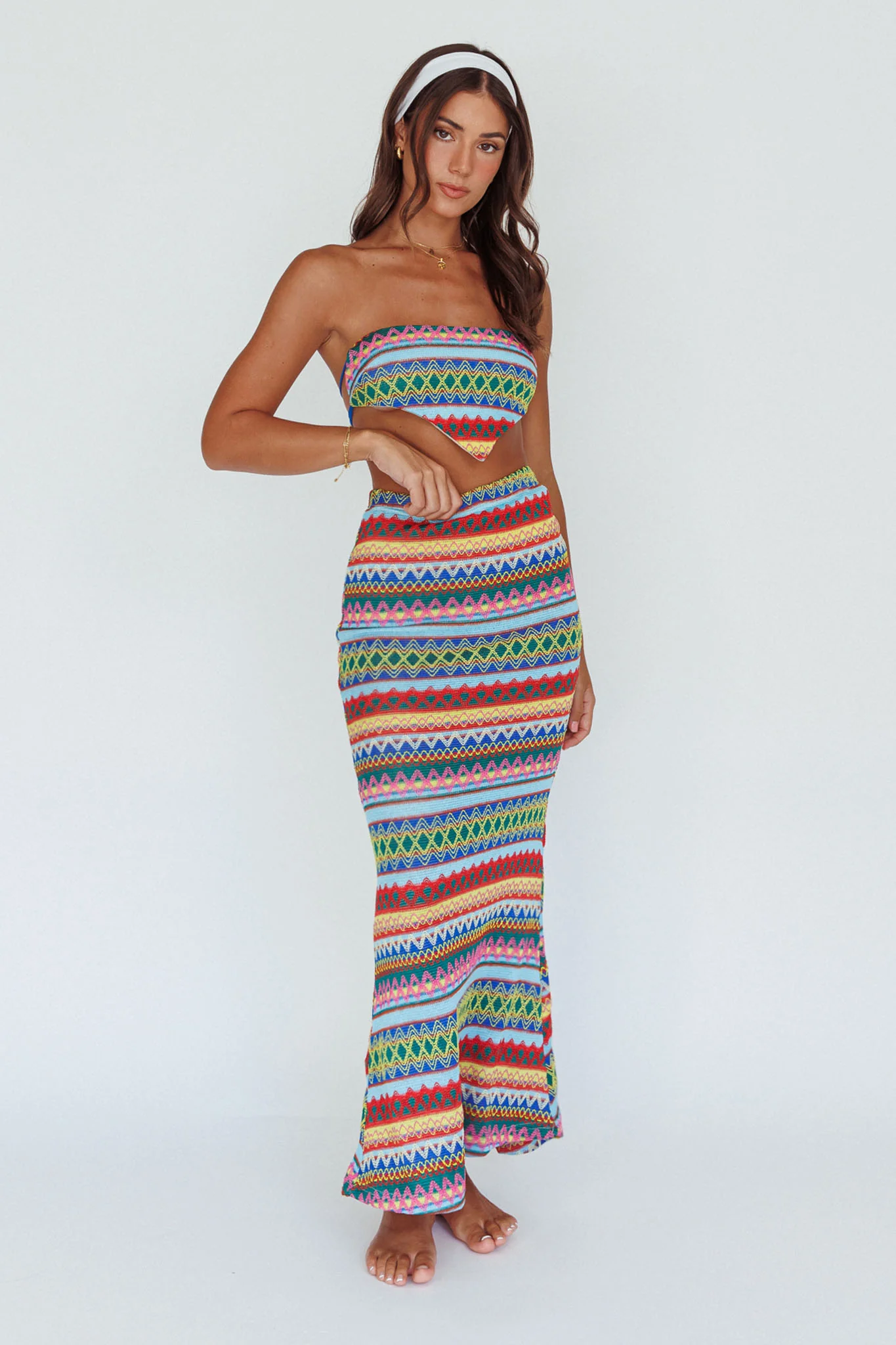 Tulum Tied Back Crop Top Blue Multi - Image 8