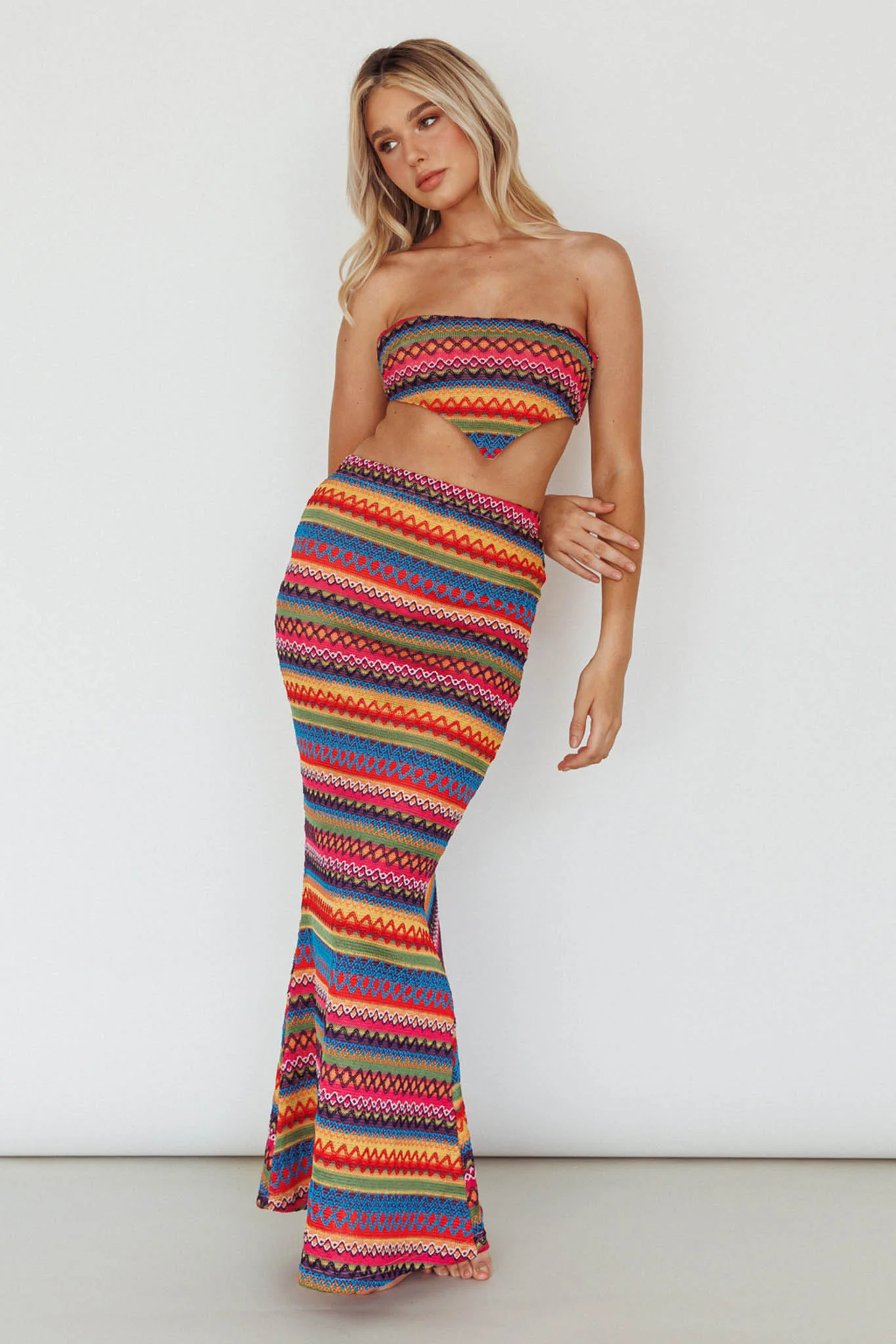 Tulum Tied Back Crop Top Pink Multi - Image 3