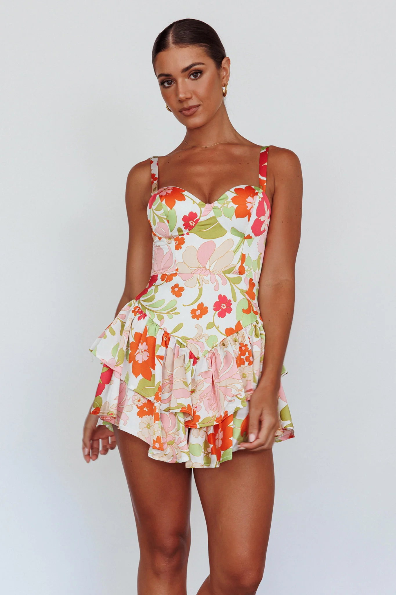 Tuscan Summer Flounce Romper Floral White - Image 5