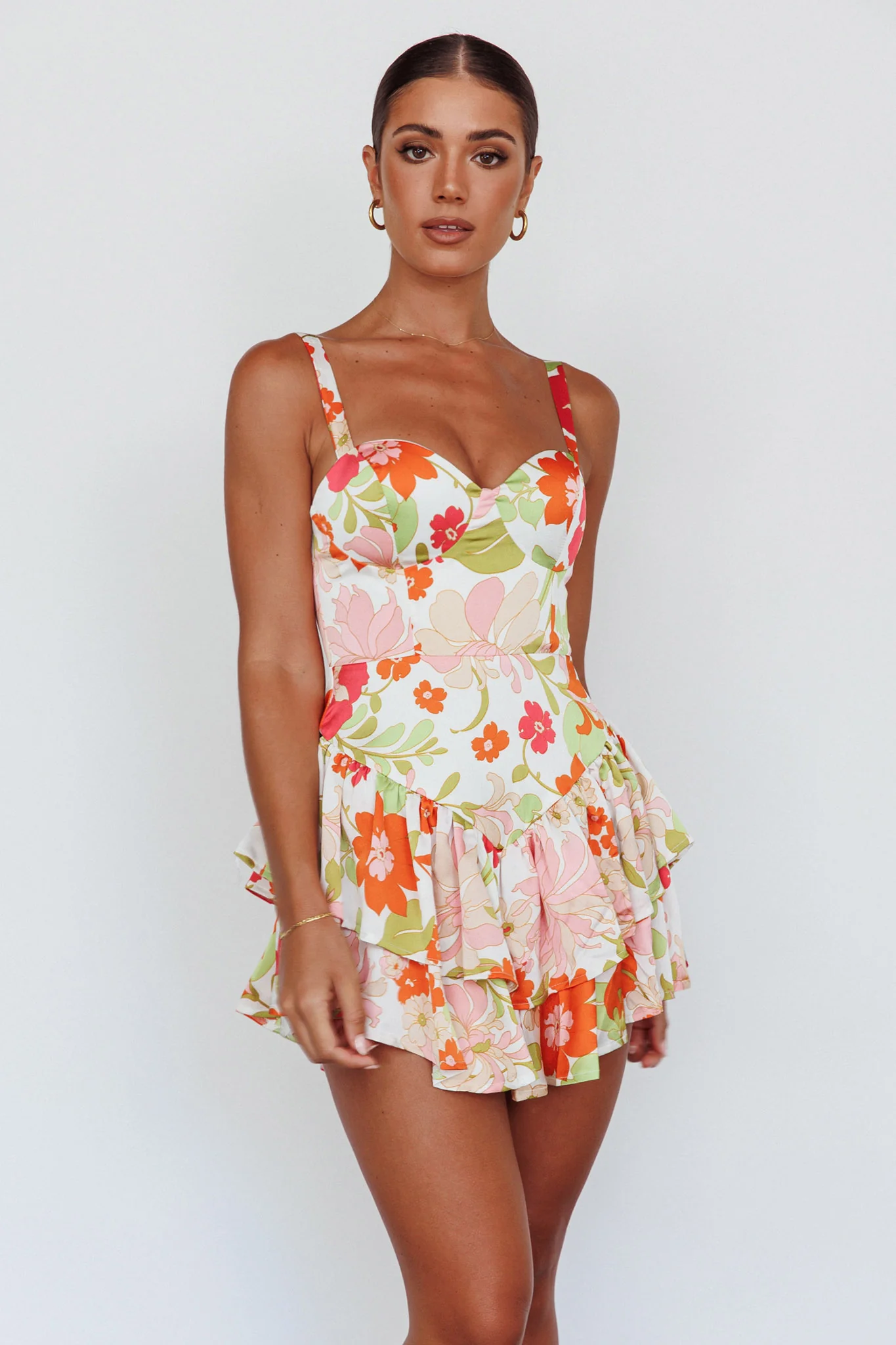 Tuscan Summer Flounce Romper Floral White - Image 7