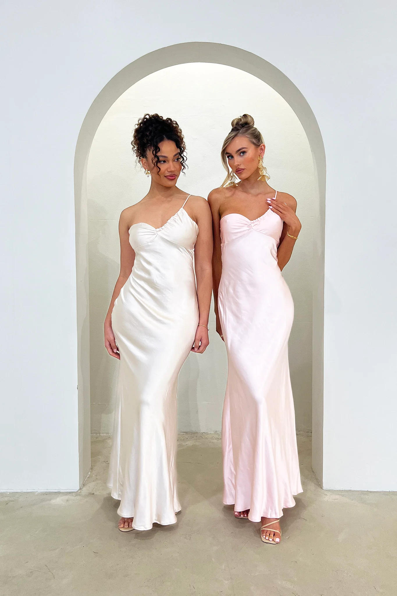 Twilight Tango One-Shoulder Maxi Dress Champagne - Image 2