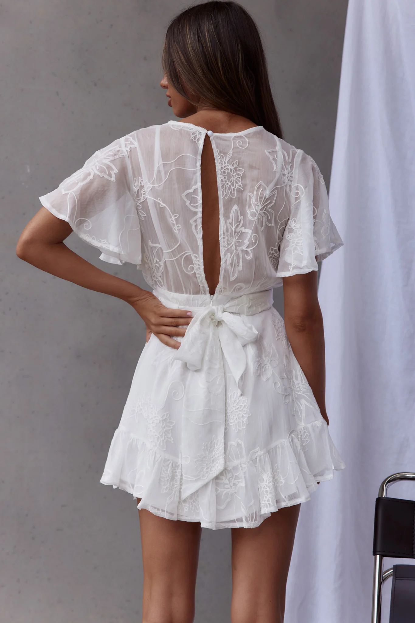 Unconditional Wrap Bust Dress Embroidered White - Image 2