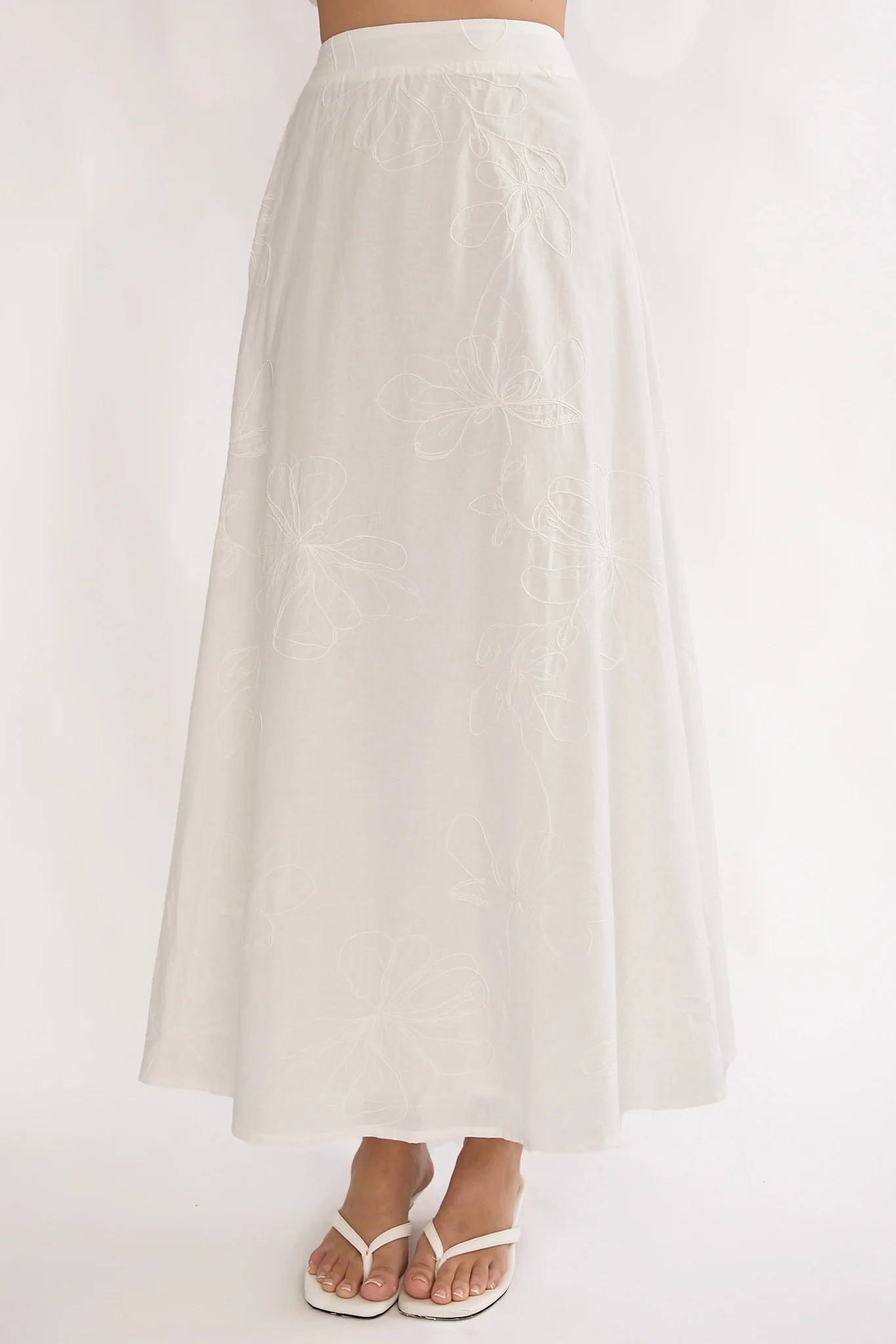 Under The Moons A-Line Maxi Skirt White - Image 3