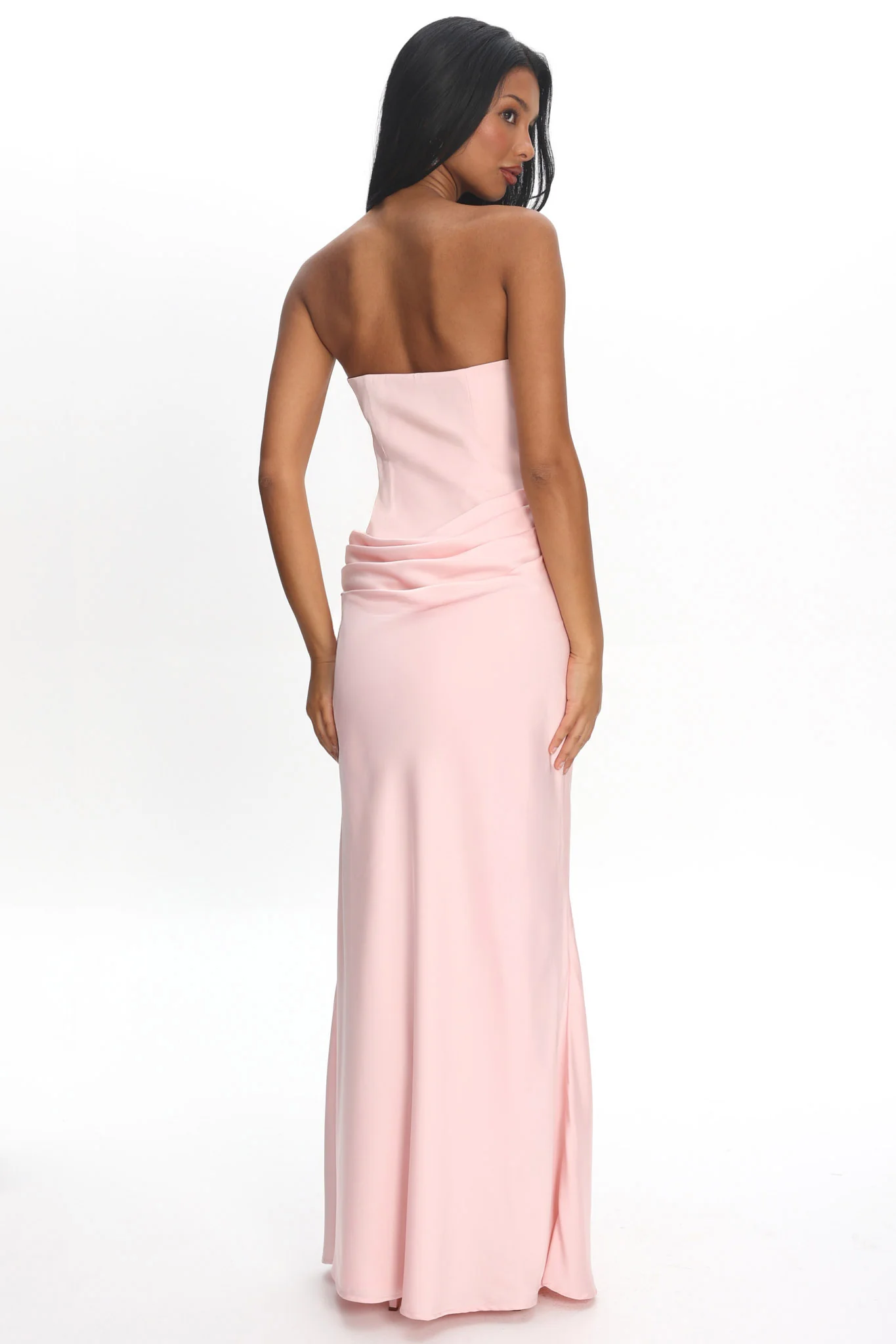 Unforgettable Day Drape Waist Strapless Maxi Dress Blush - Image 3