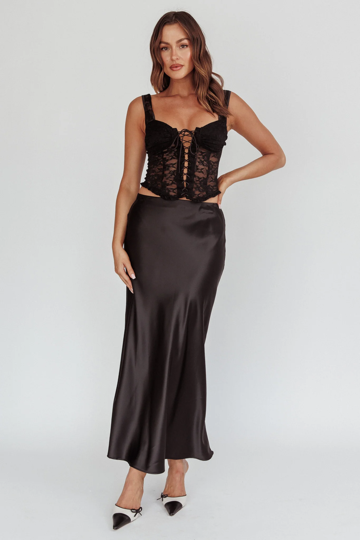 Unrequited Love Satin Maxi Skirt Black - Image 6