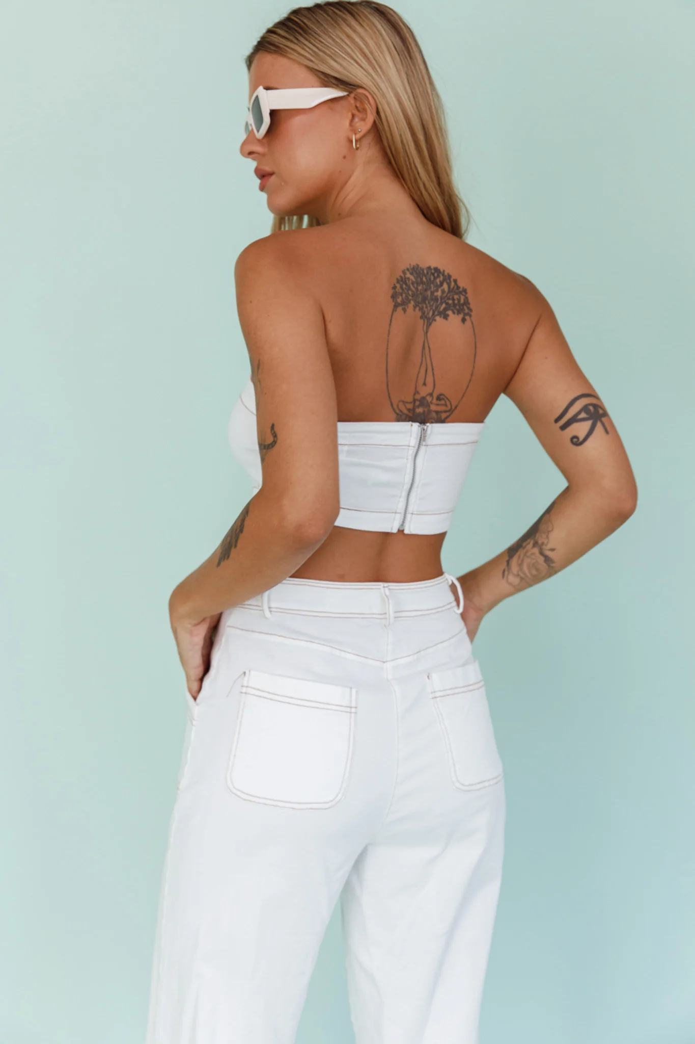Uptown Strapless Crop Top White - Image 2
