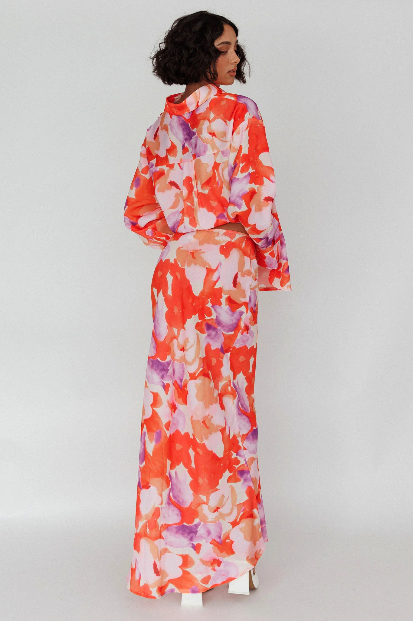 Vacation Midi Skirt Floral Orange/Purple - Image 3