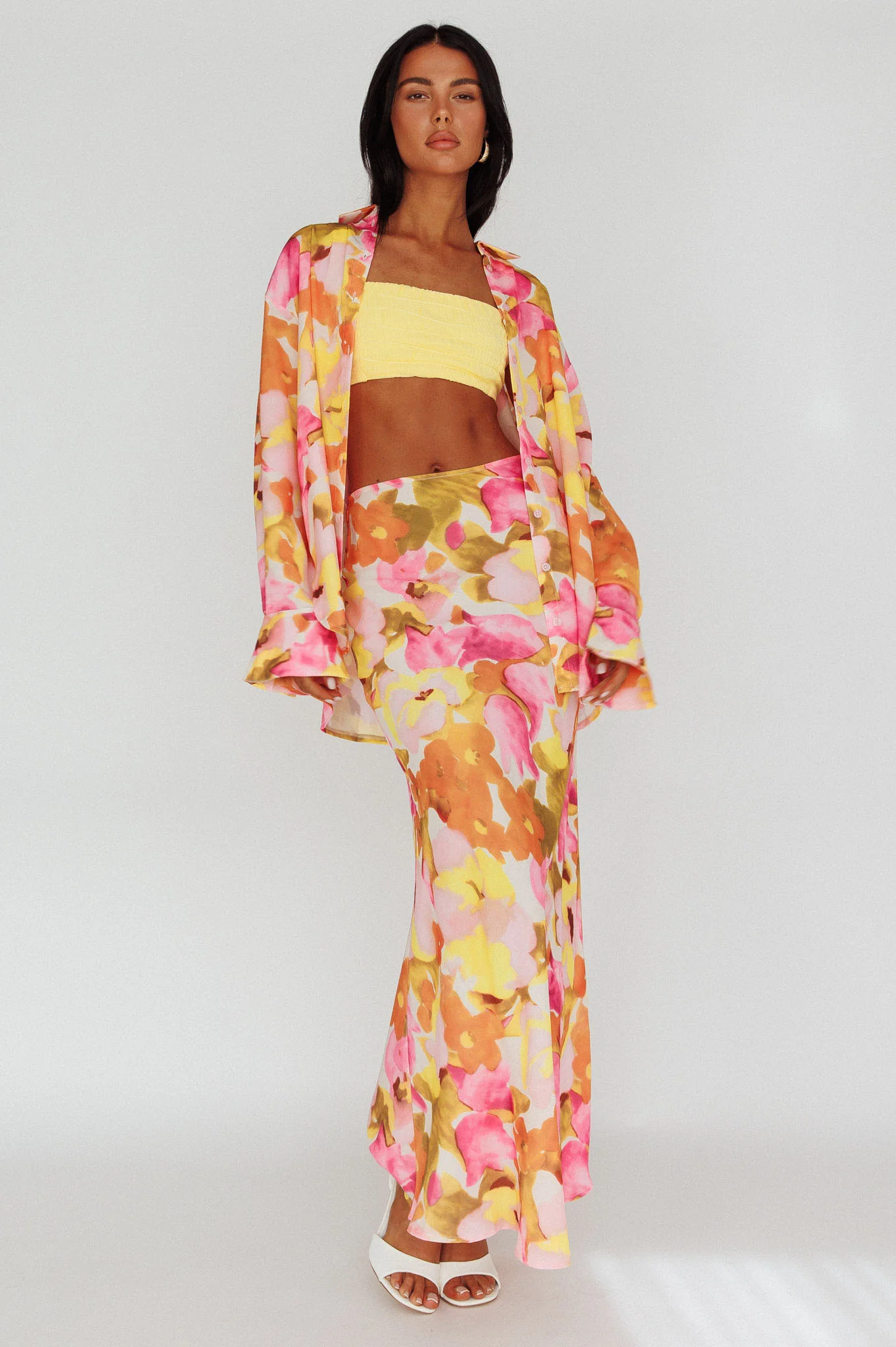 Vacation Midi Skirt Floral Pink/Yellow - Image 5
