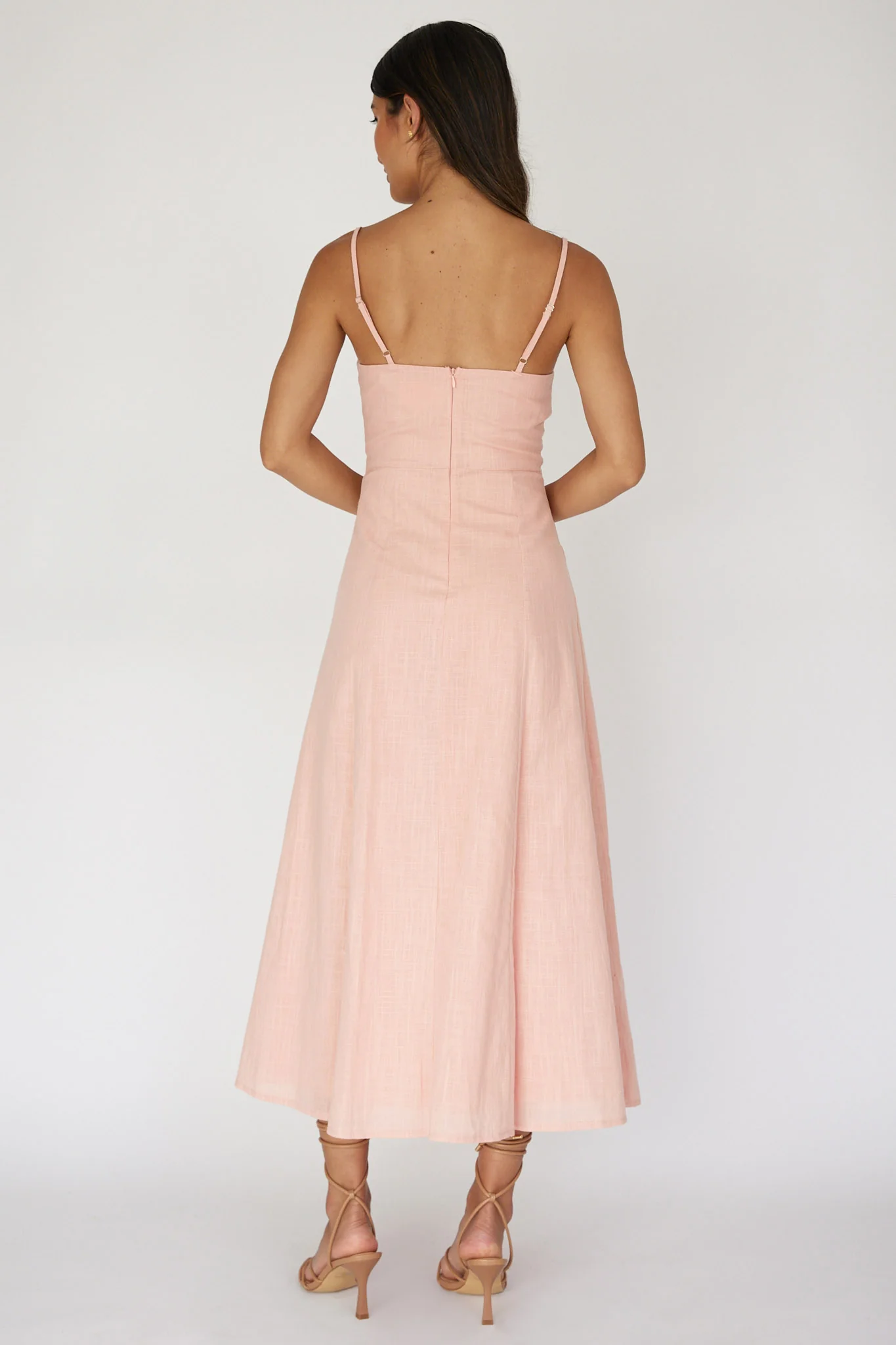 Vacay Pintuck Pleat Midi Dress Pink - Image 2
