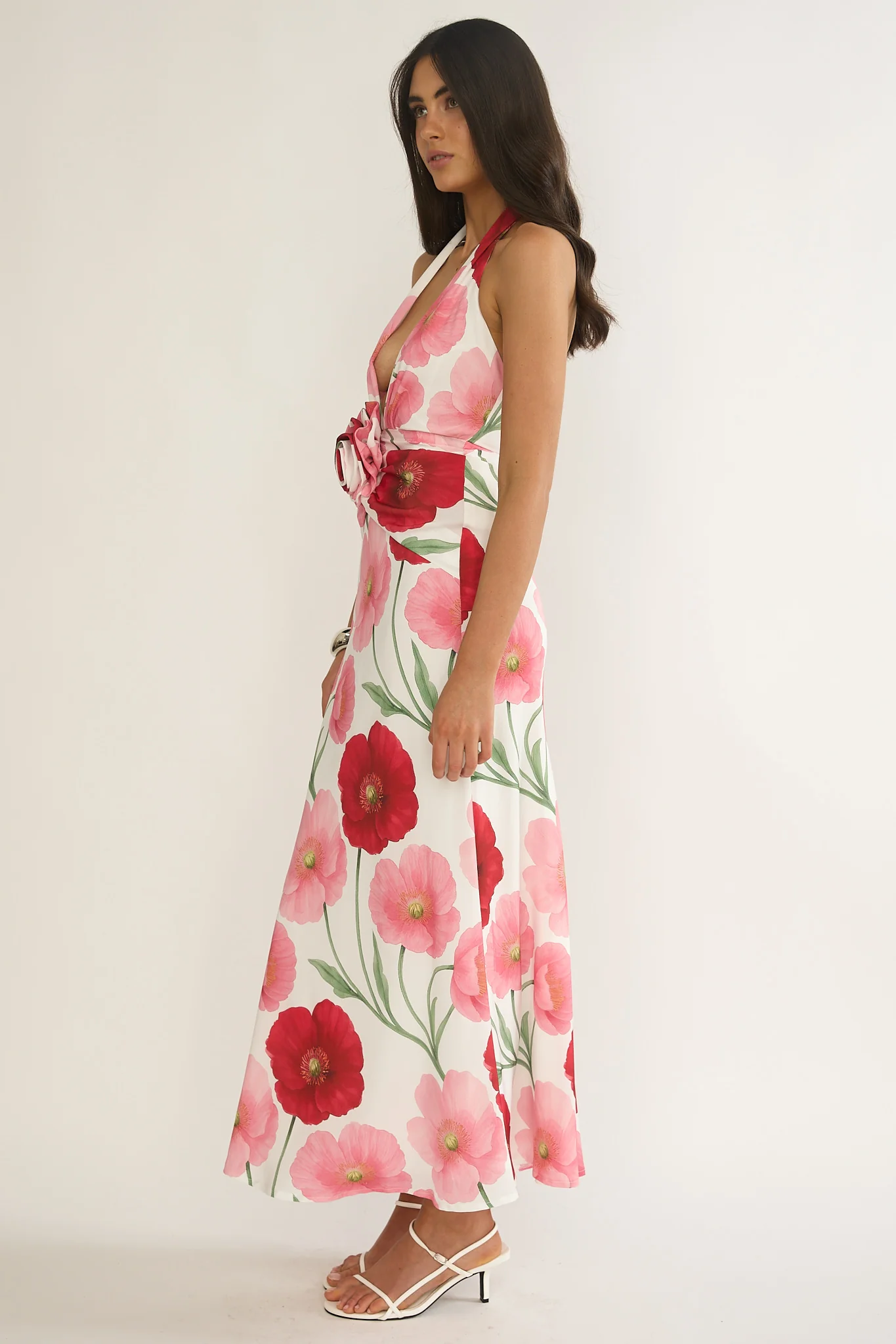 Vale 3D Flower Halter Maxi Dress Floral - Image 6