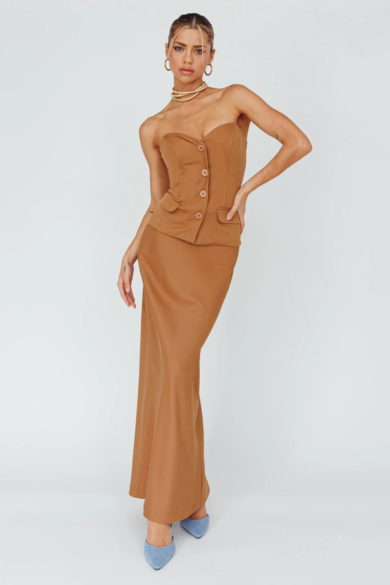 Valencia Strapless Bustier Top Mocha - Image 3