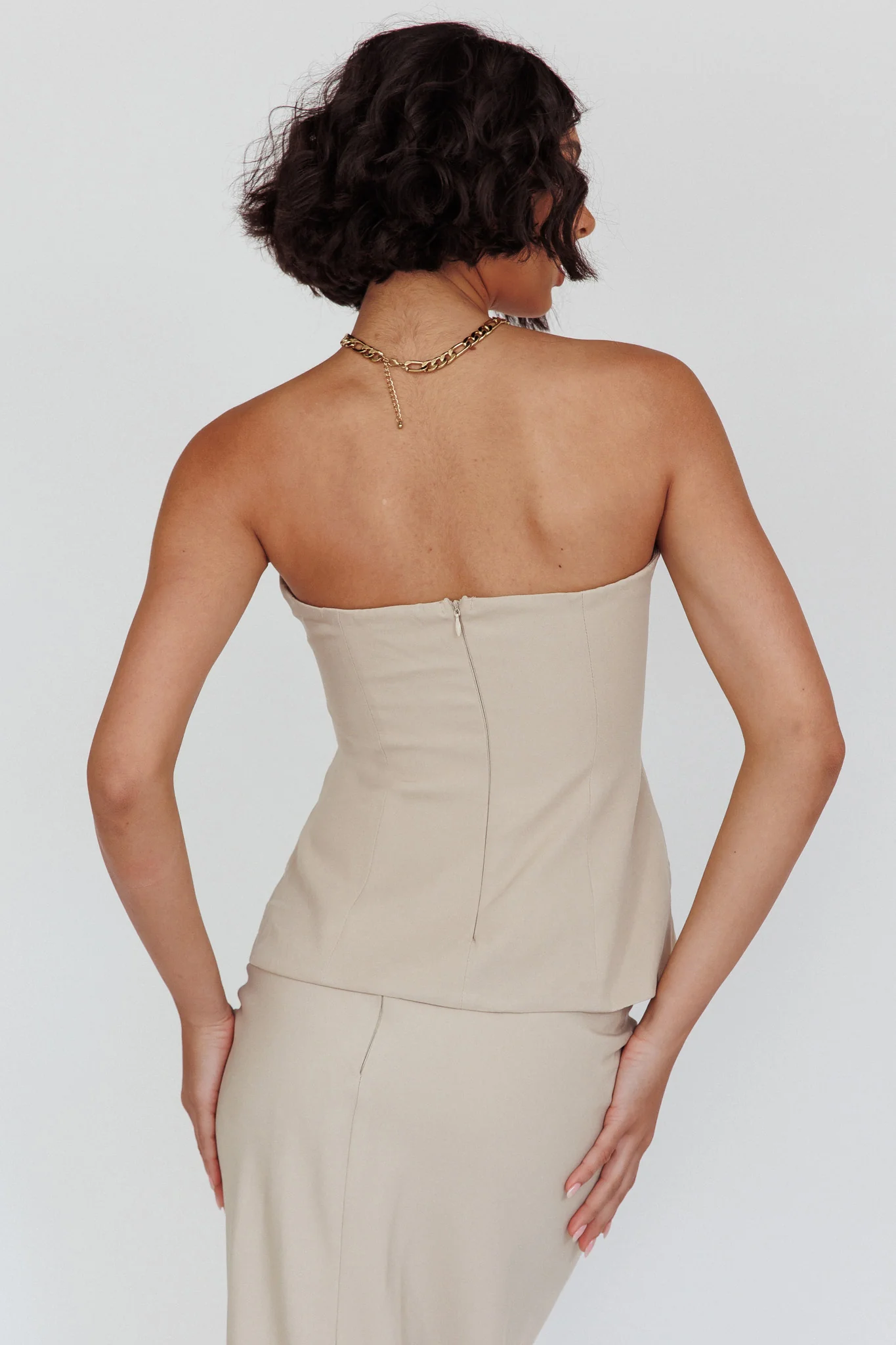 Valencia Strapless Bustier Top Oat - Image 2