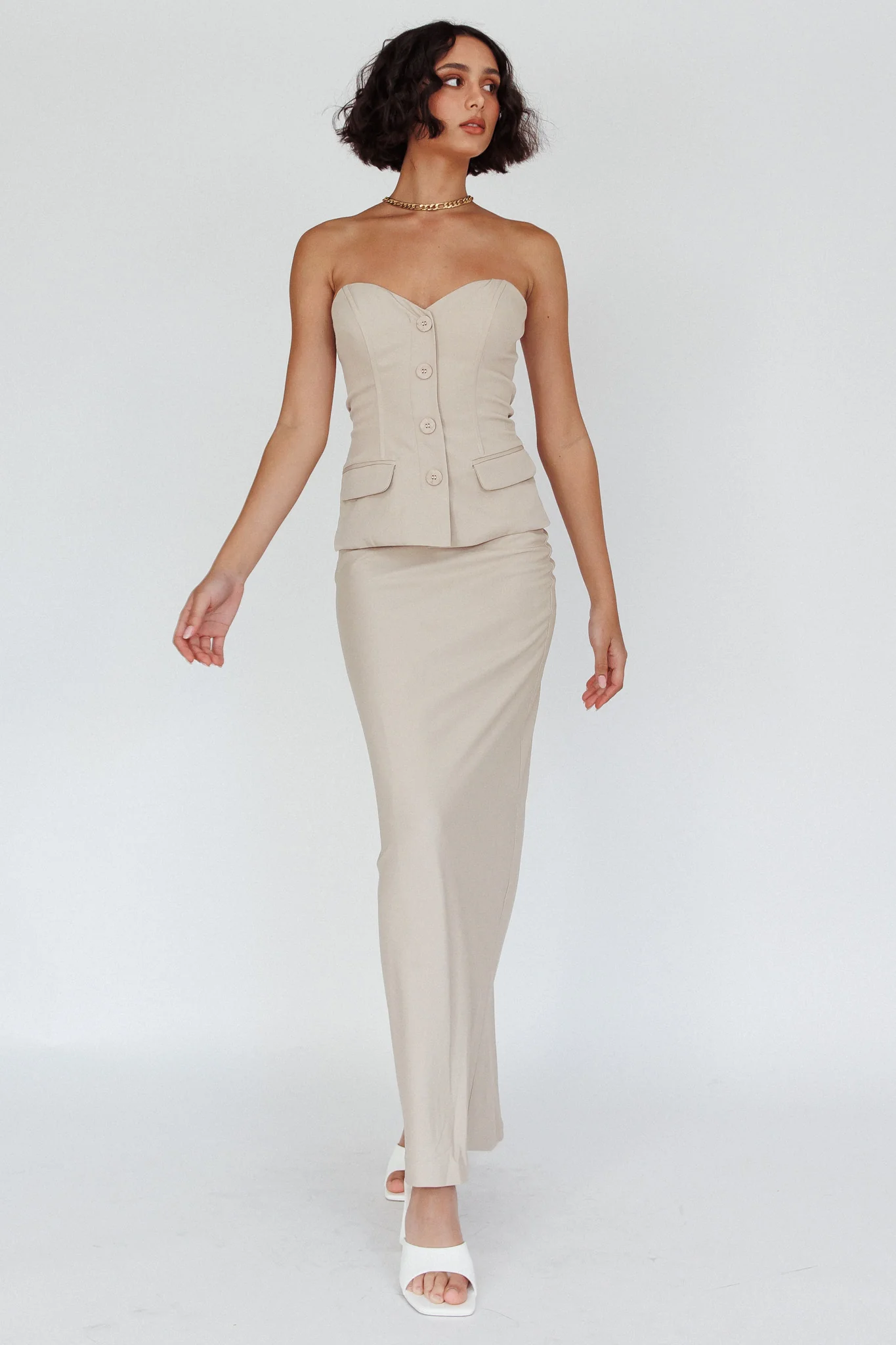 Valencia Strapless Bustier Top Oat - Image 6