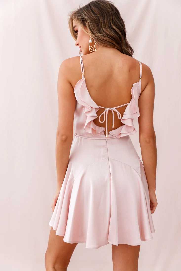 Valley Ruffle Tie-Up Back Dress Blush - Image 3