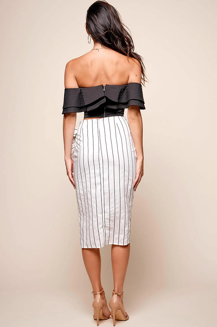 Vanessa Pleated Wrap Midi Skirt White - Image 4