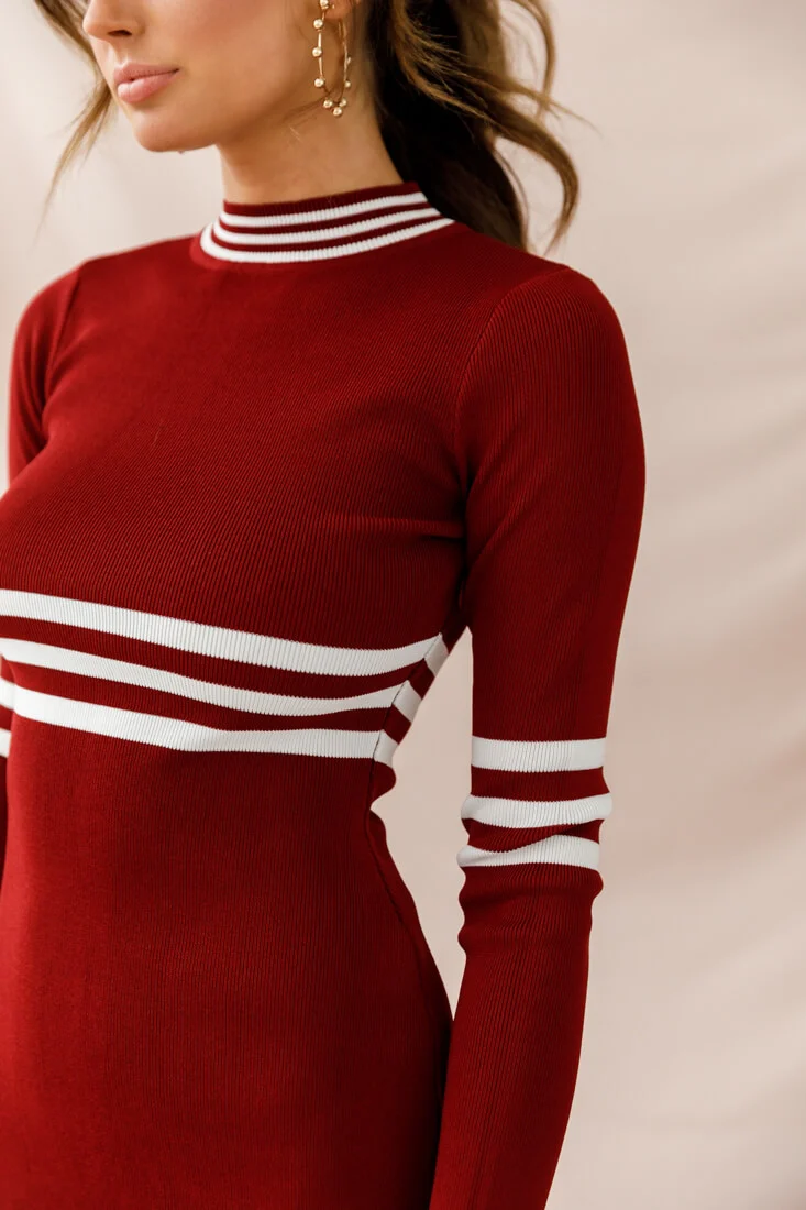 Varsity Long Sleeve Mini Dress Rose - Image 5