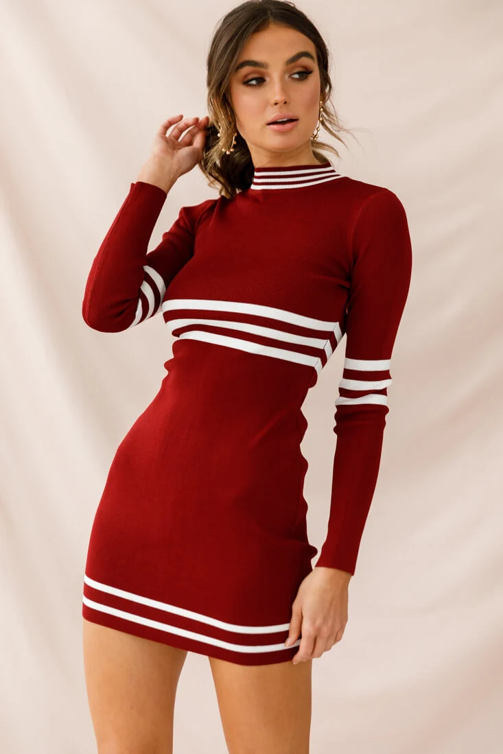 Varsity Long Sleeve Mini Dress Rose - Image 6