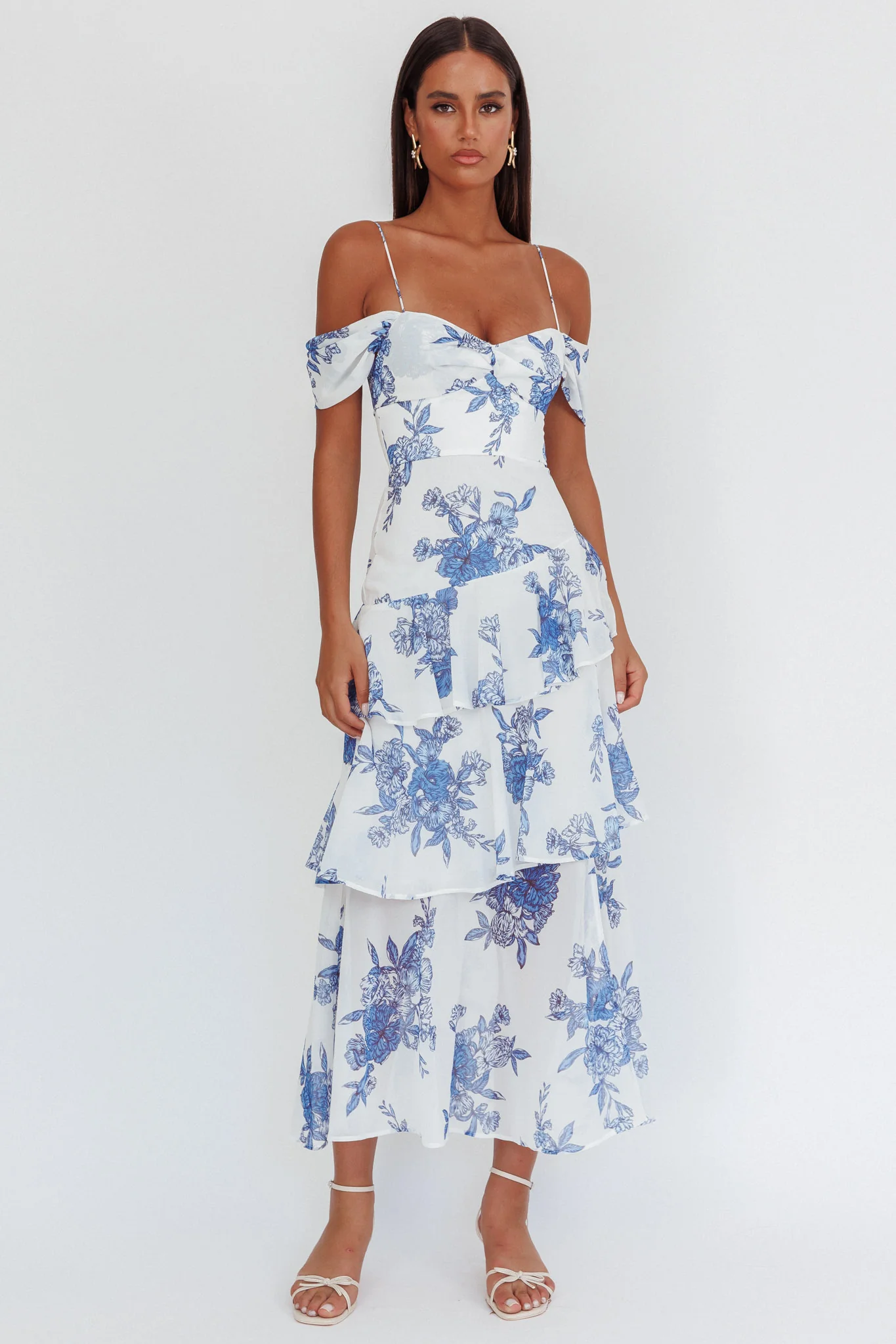 Veda Off-Shoulder Maxi Dress Floral Blue - Image 5