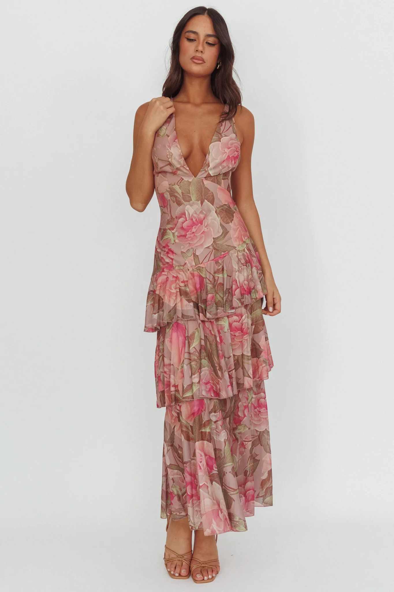 Veda Strappy Back Maxi Dress Roses Blush - Image 10