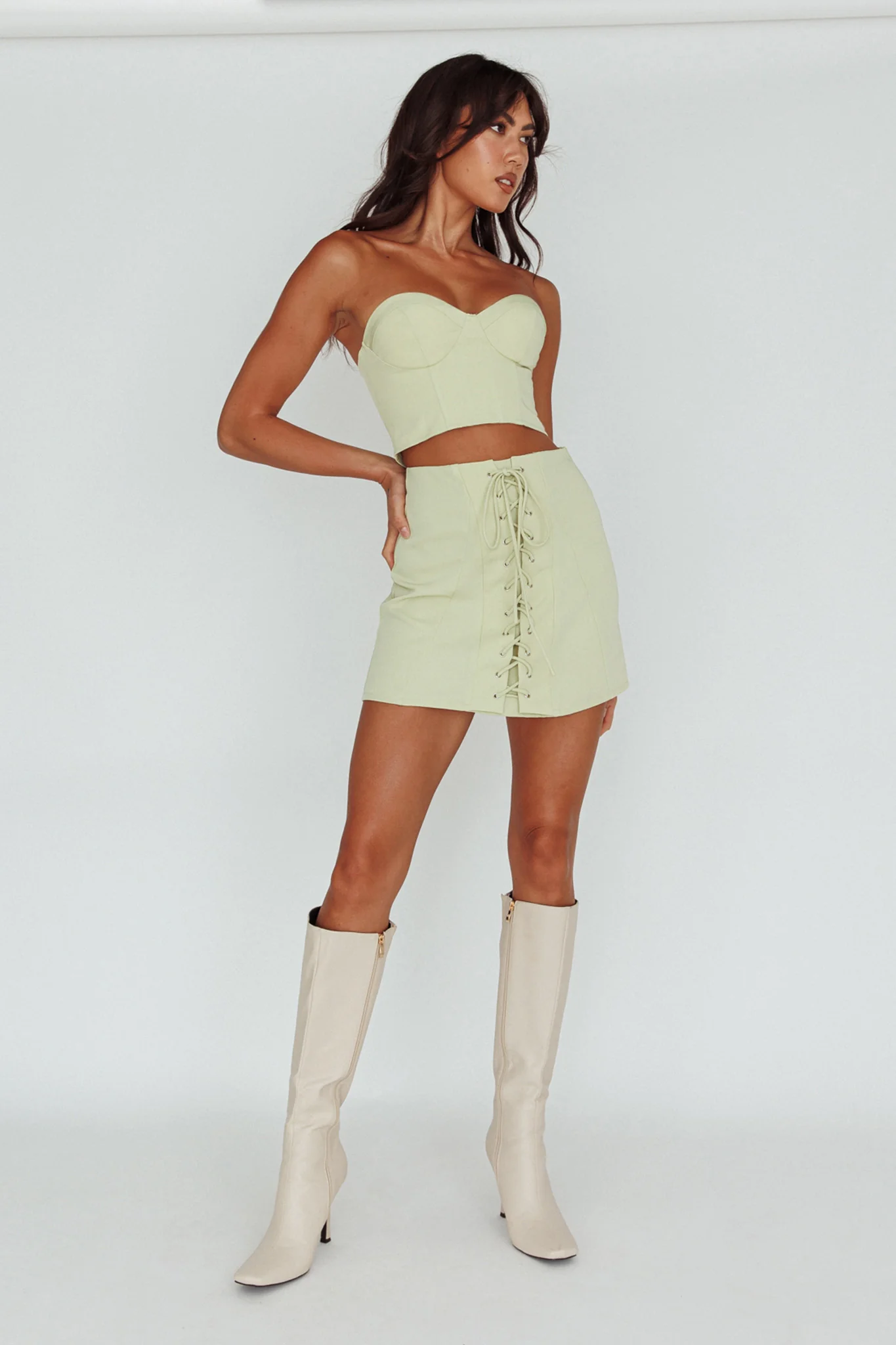 Ventura Lace-Up Skirt Mint - Image 2