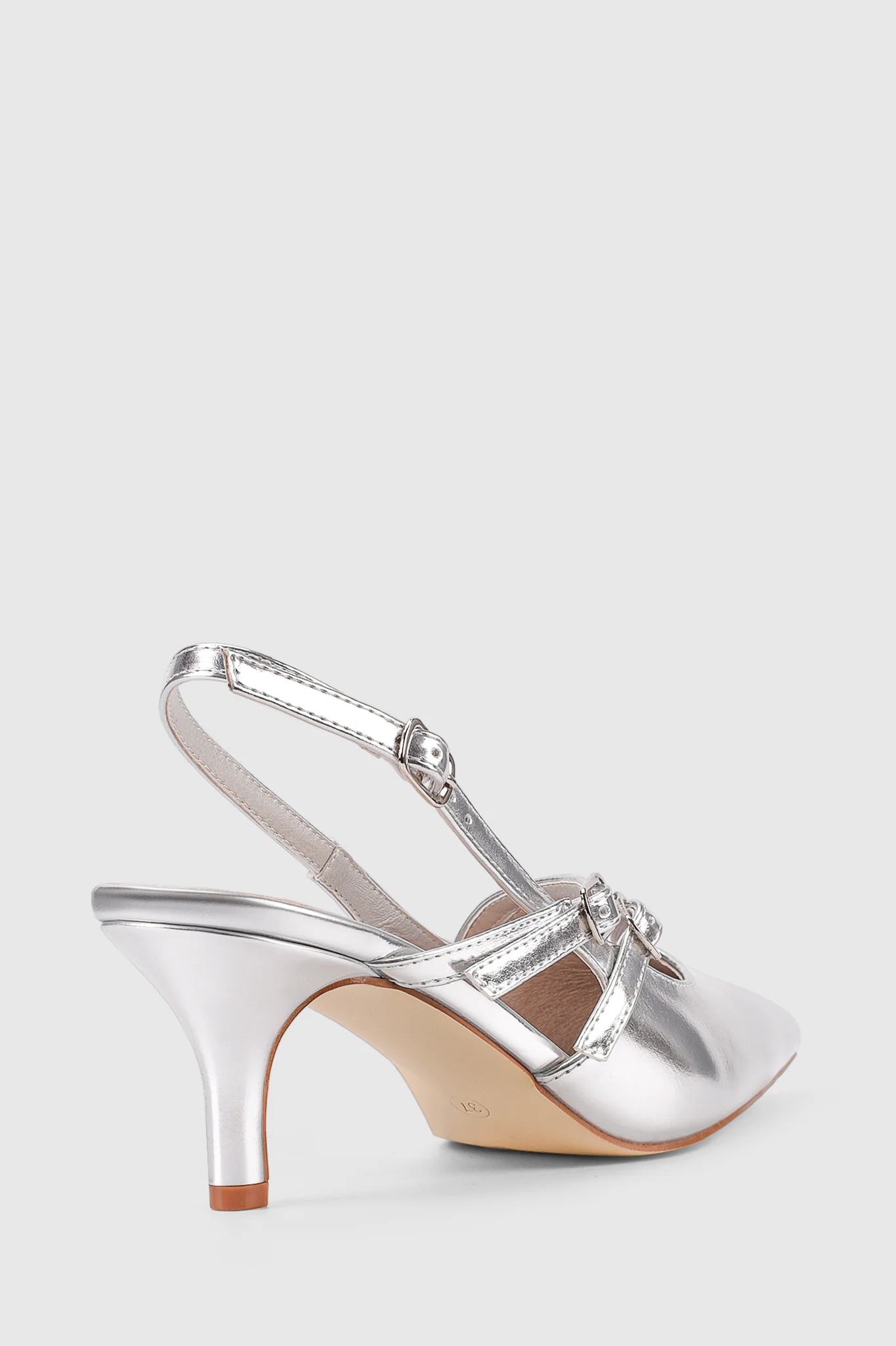 VERALi Zedd Point Toe Kitten Heels Silver Metallic - Image 3
