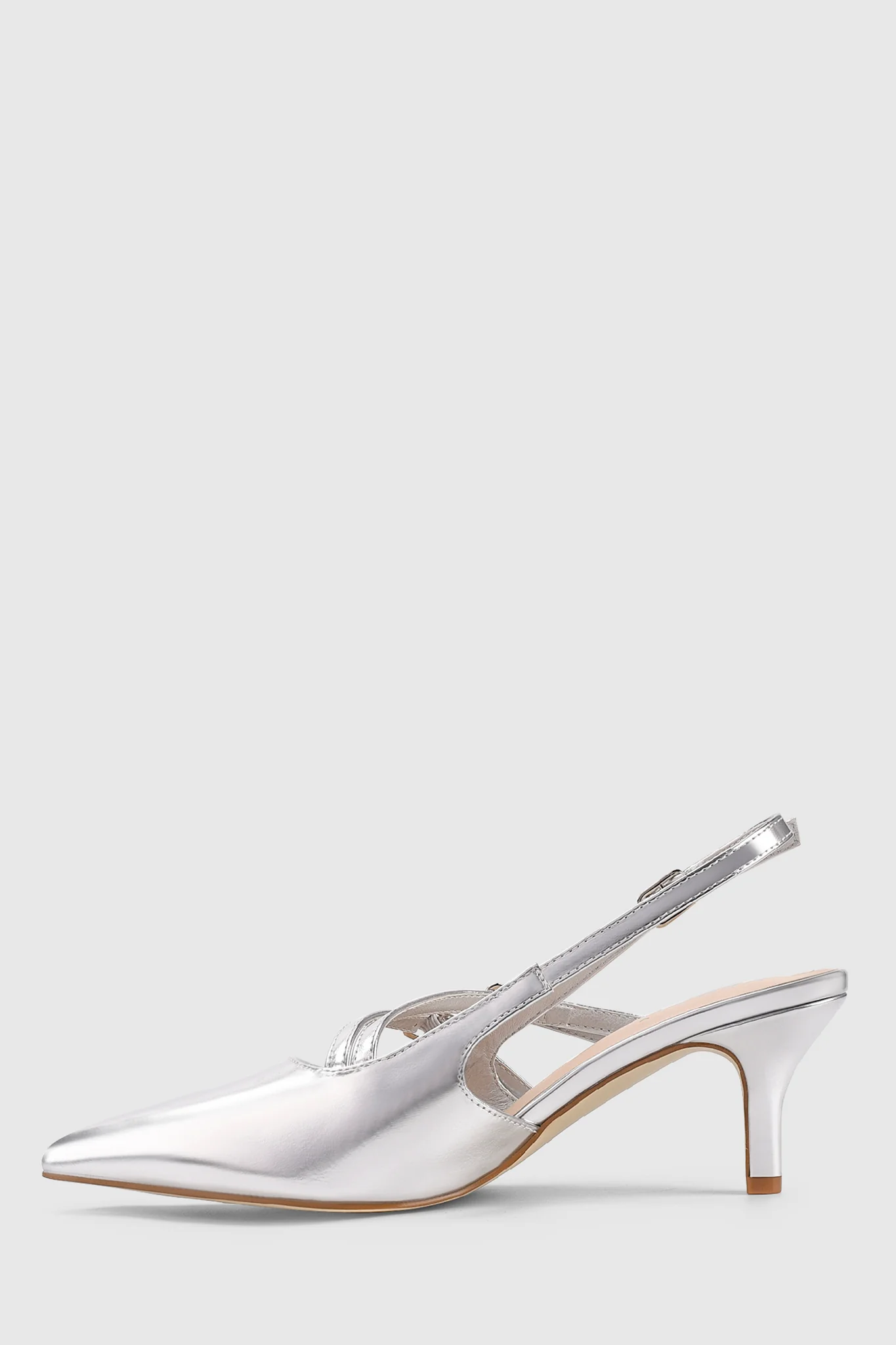 VERALi Zedd Point Toe Kitten Heels Silver Metallic - Image 4