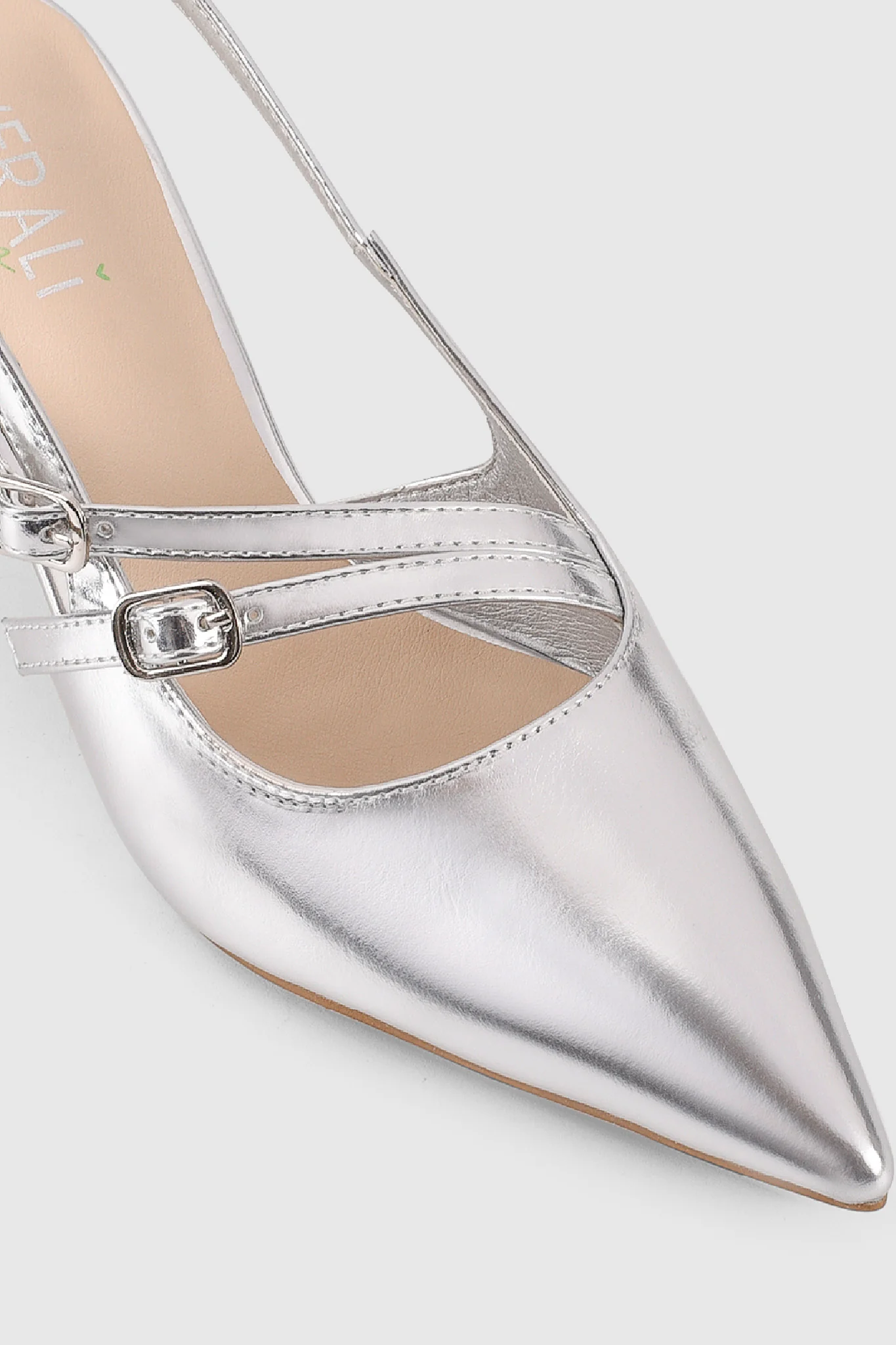 VERALi Zedd Point Toe Kitten Heels Silver Metallic - Image 5