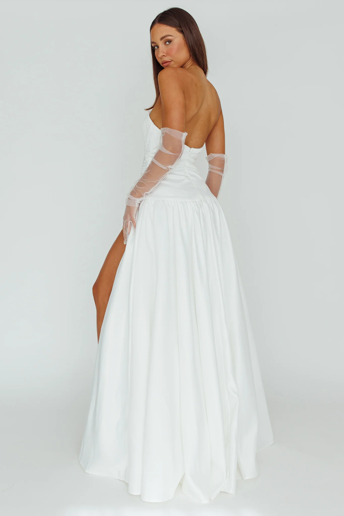 Verily Diamante Drop Waist Maxi Dress White - Image 2