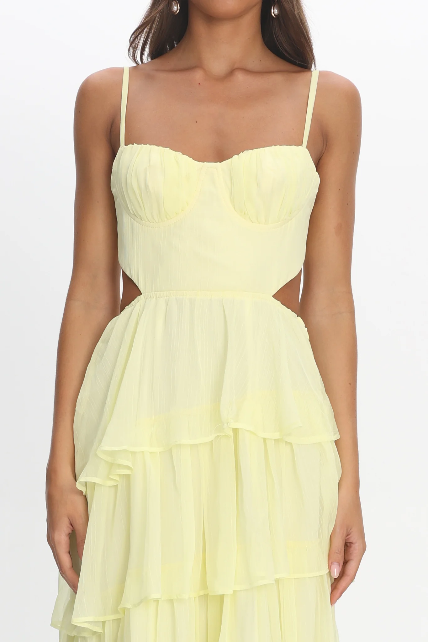 Vianne Tiered Cut-Out Maxi Dress Butter - Image 3