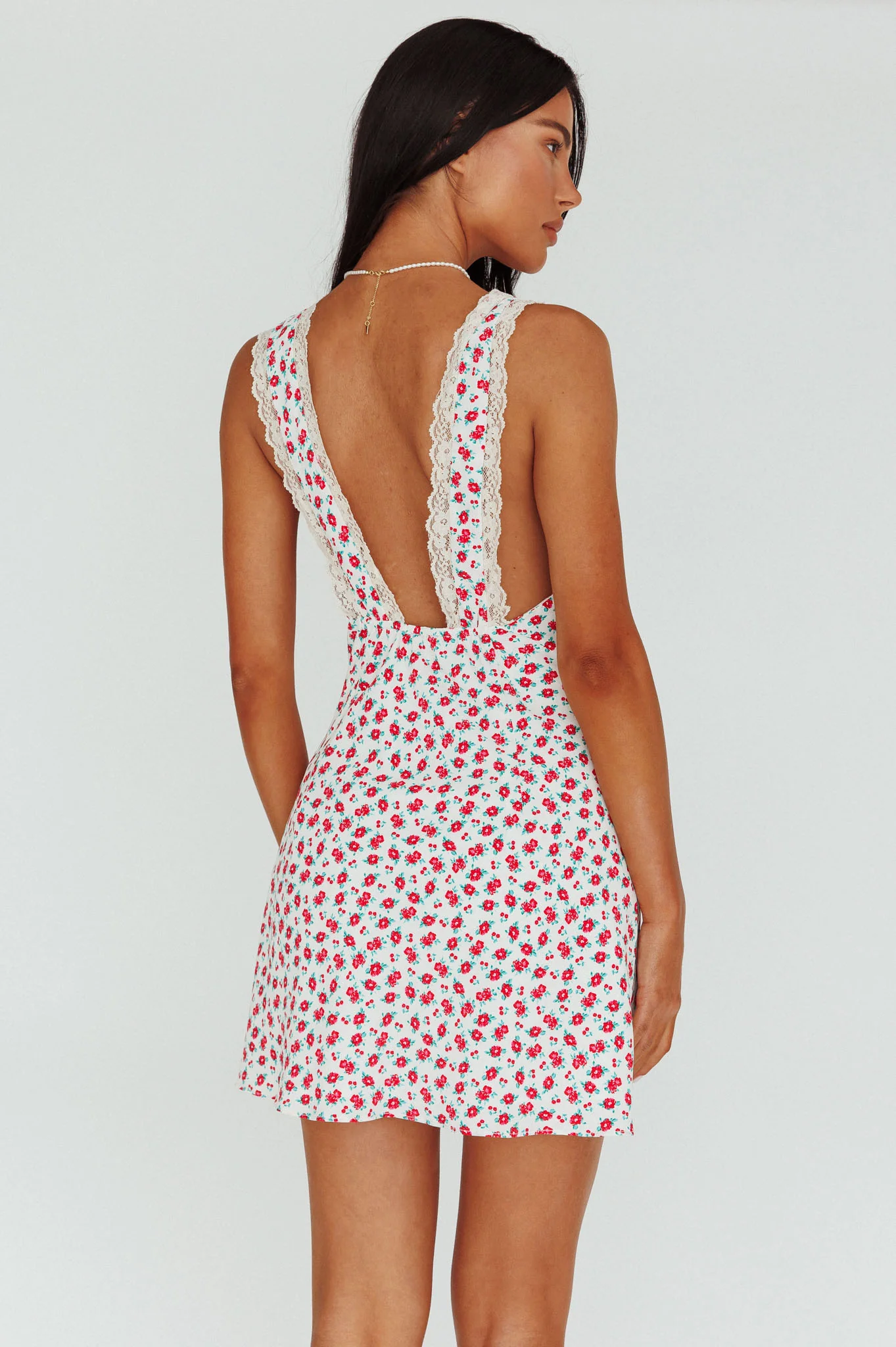 Vigo Lace Trim Sundress Floral White - Image 2