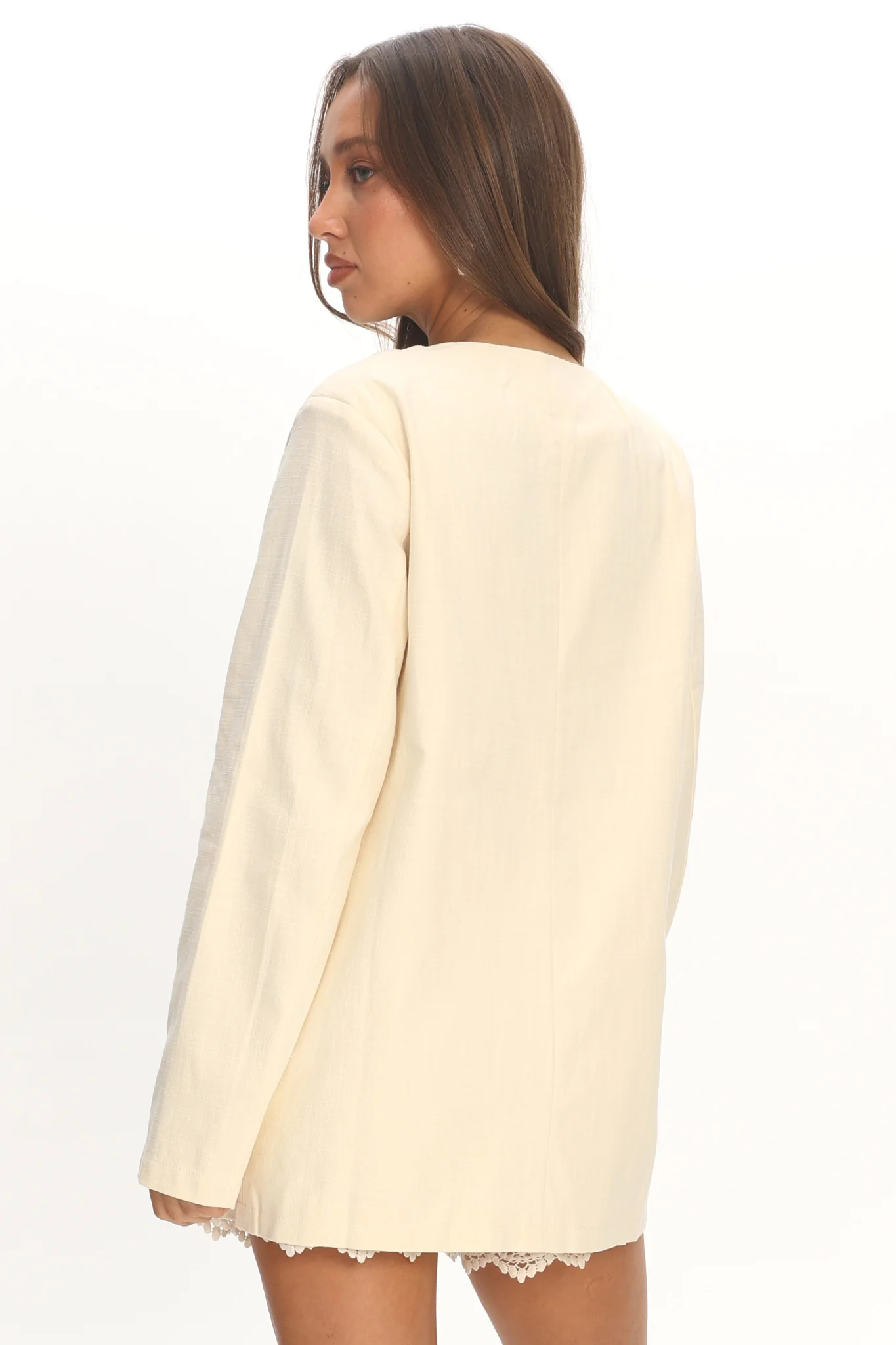 Vikki Round Neck Structured Top Butter - Image 3