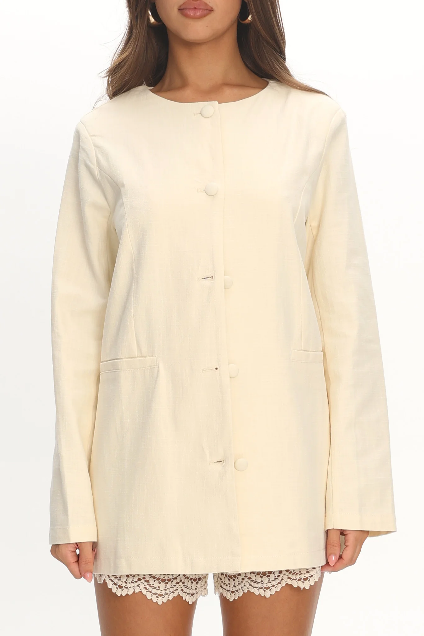 Vikki Round Neck Structured Top Butter - Image 4