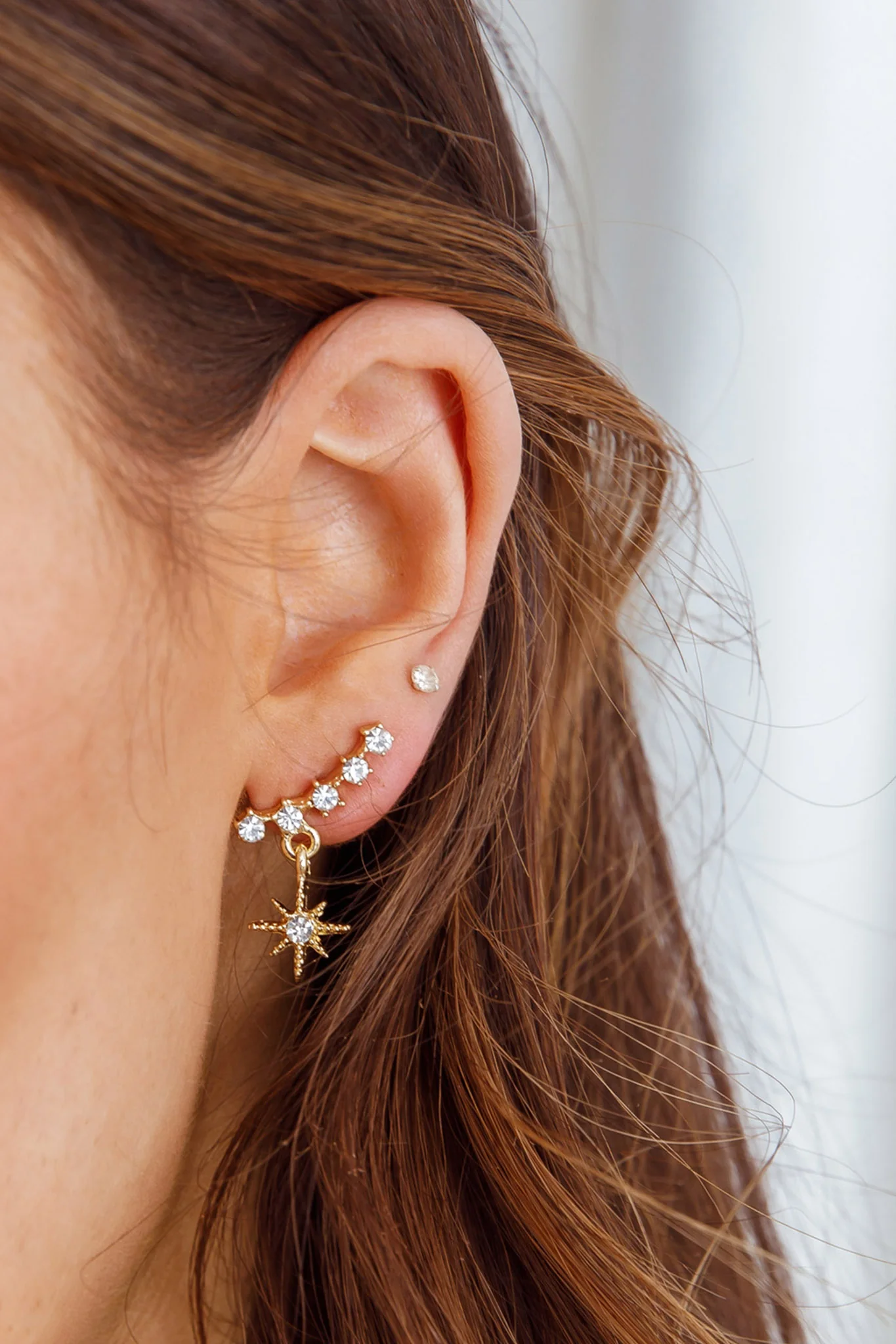 Virgo Crystal Star Earrings Gold - Image 2