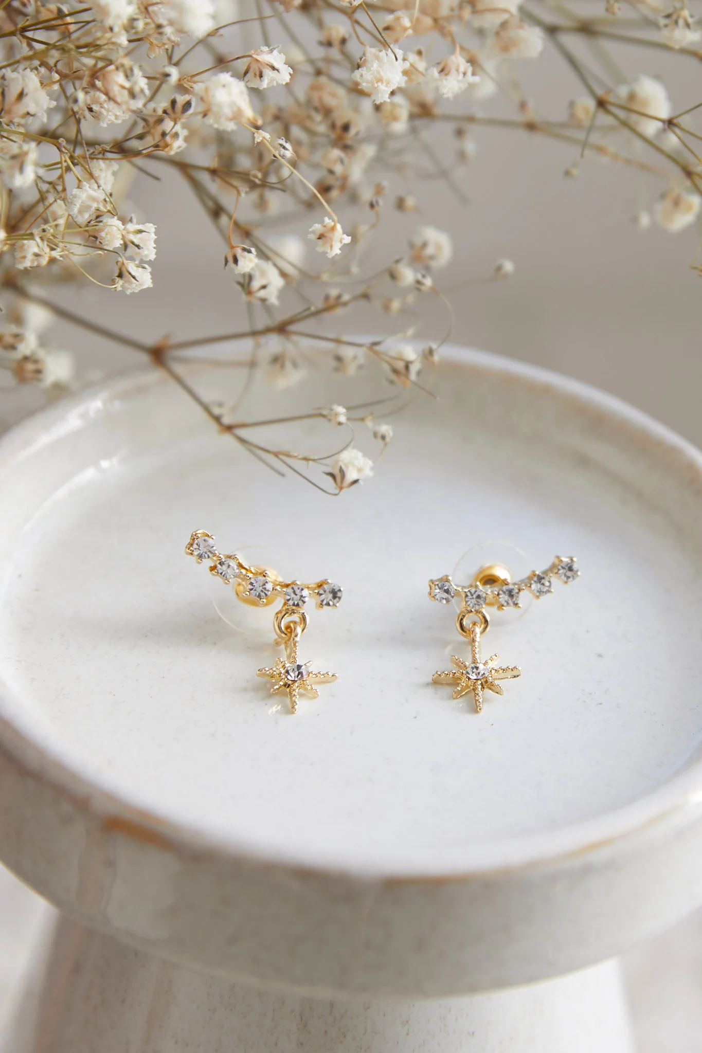 Virgo Crystal Star Earrings Gold - Image 3